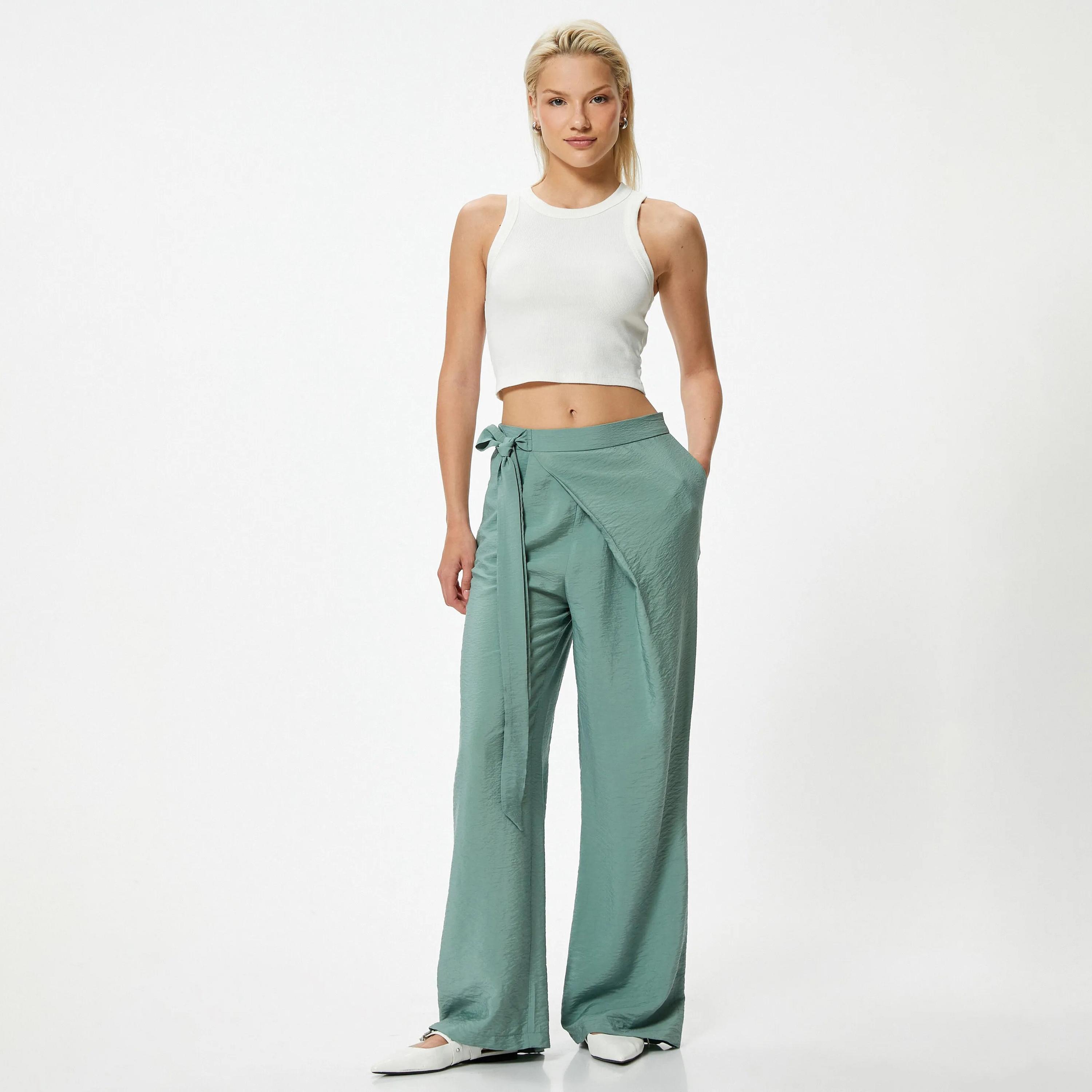 KOTON Textured Side Tie Women's Trousers-women-clothing-bottoms-trousers-image-6