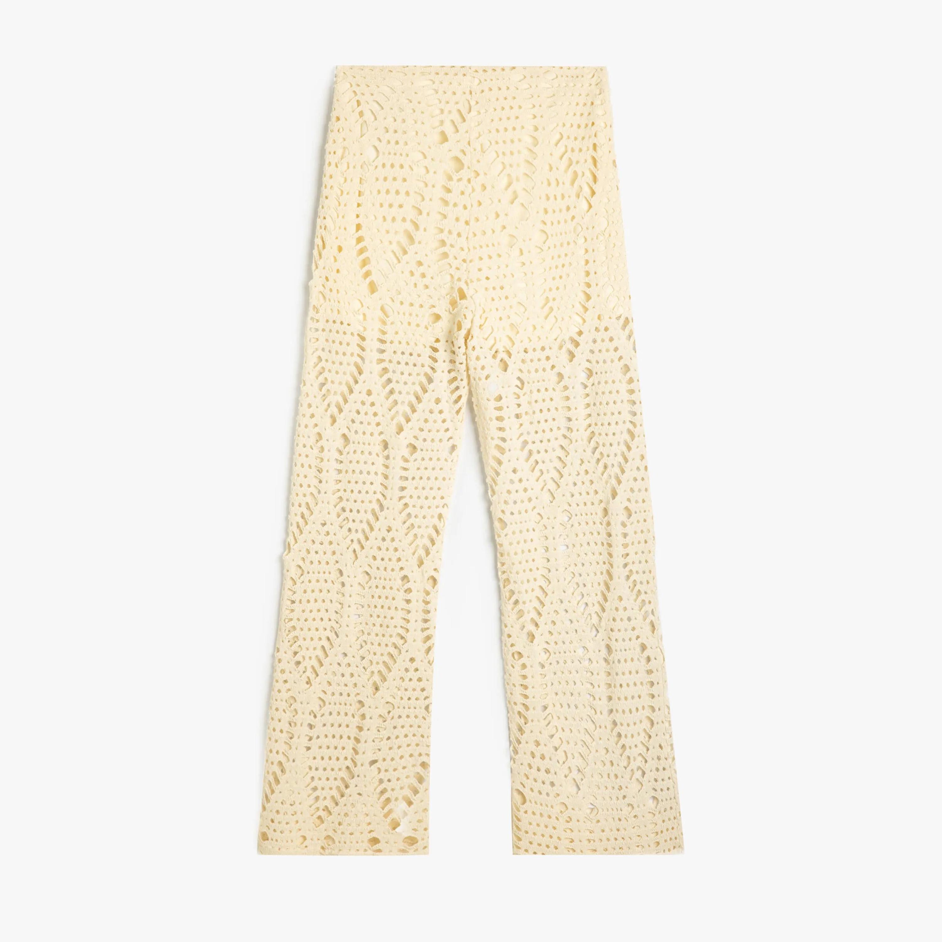 بنطلون نسائي كروشيه بيج من كوتون-women-clothing-bottoms-trousers-image-2