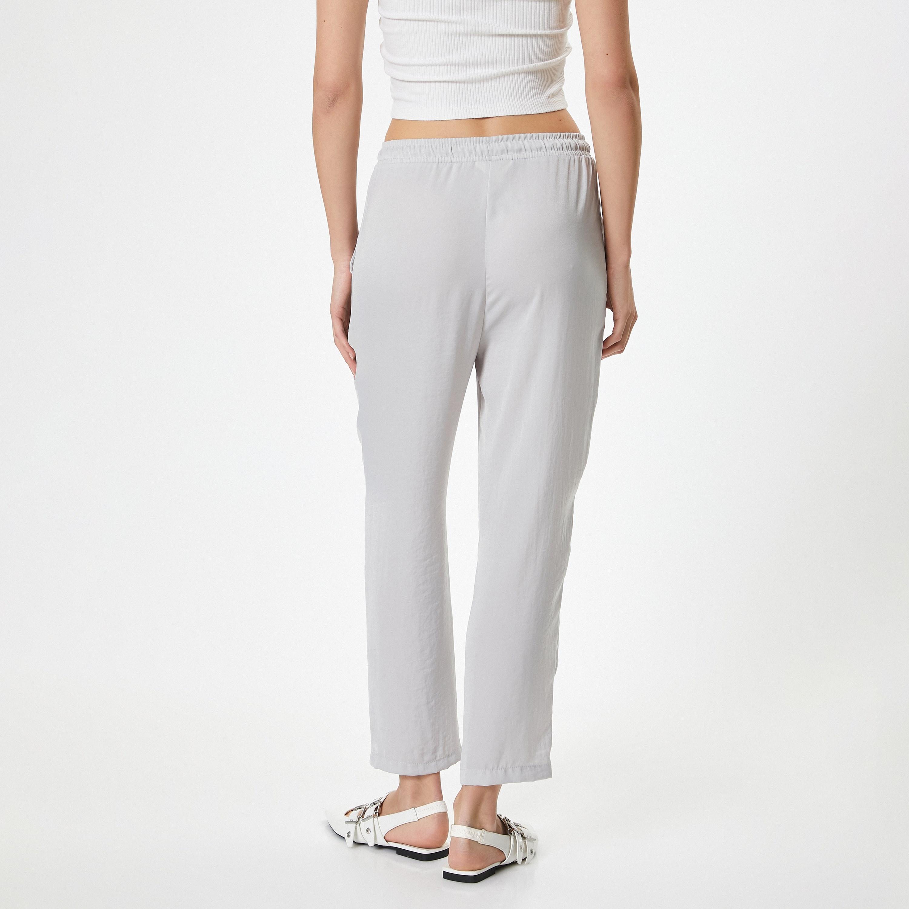 KOTON Plain Drawstring Women's Trousers-women-clothing-bottoms-trousers-image-3