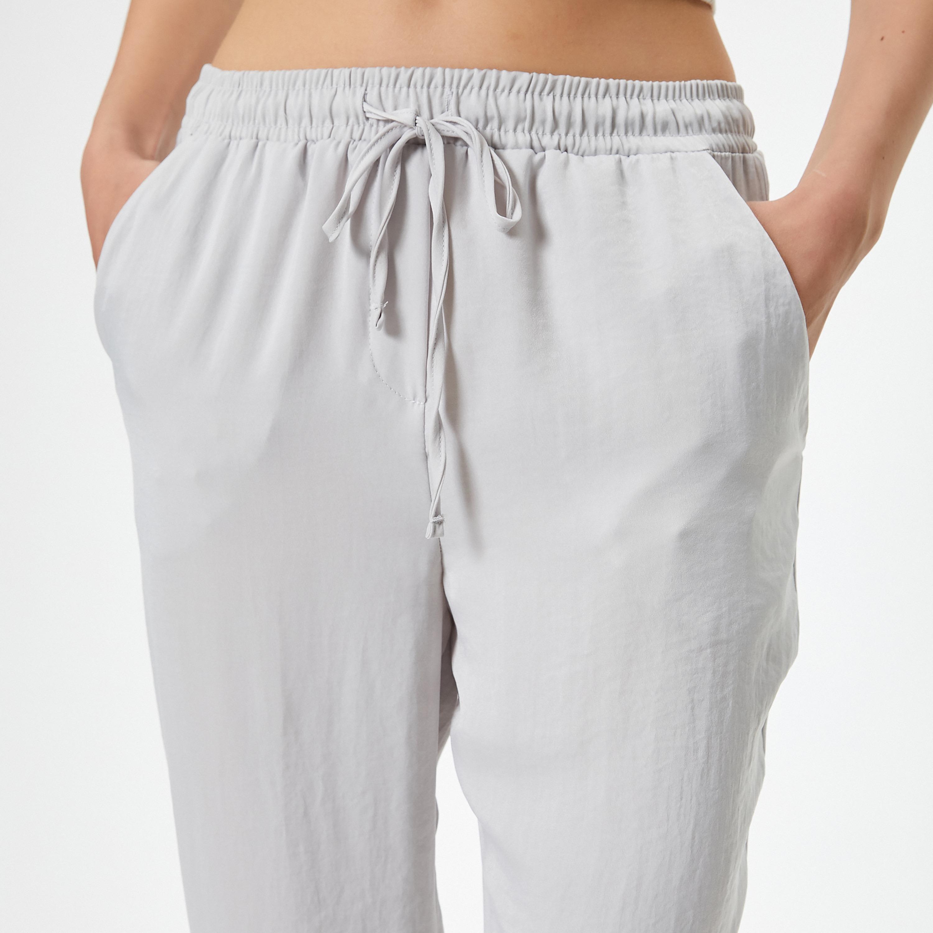 بنطلون نسائي سادة برباط سحب من كوتون-women-clothing-bottoms-trousers-image-5