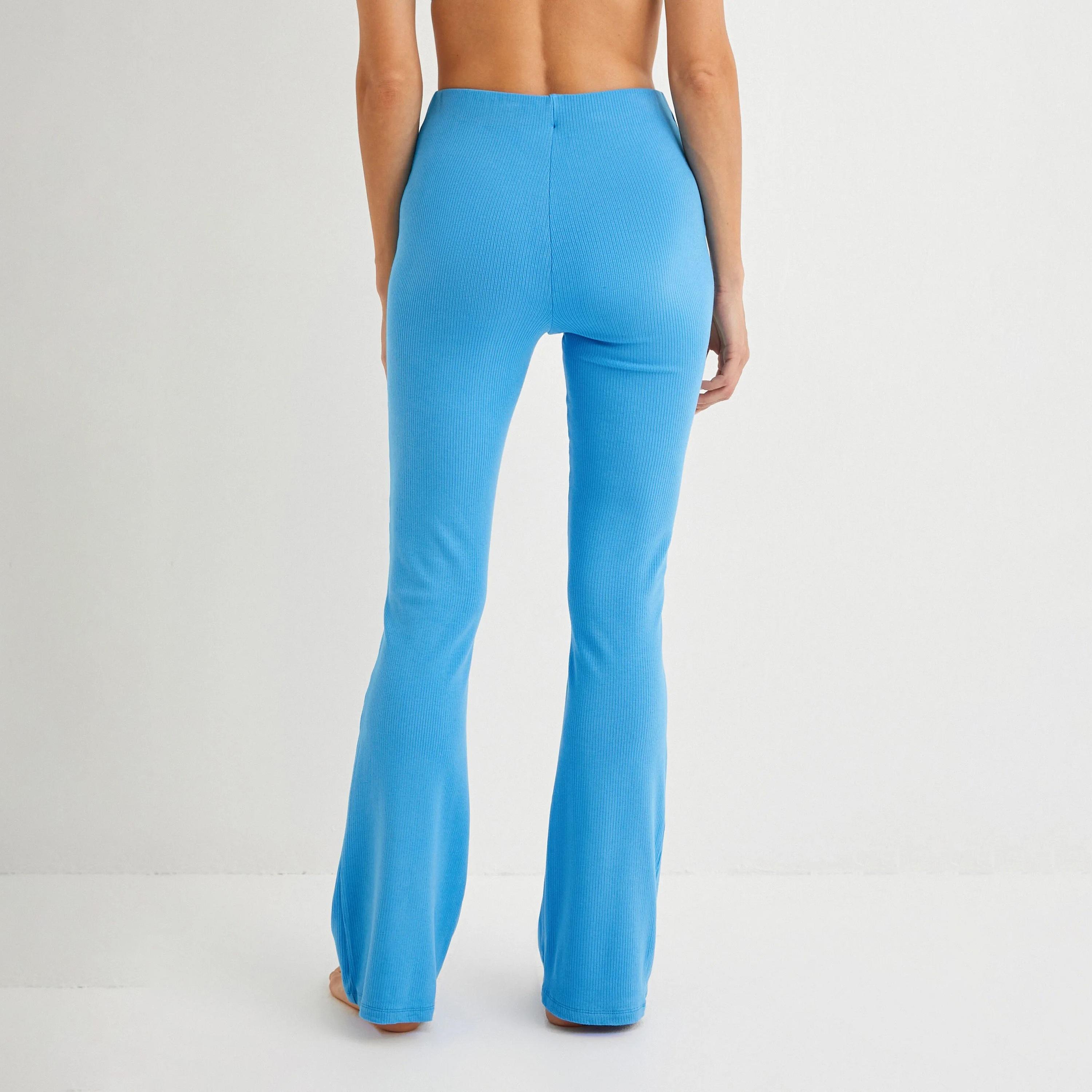 KOTON Blue Textured Women's Trousers-women-clothing-bottoms-trousers-image-3