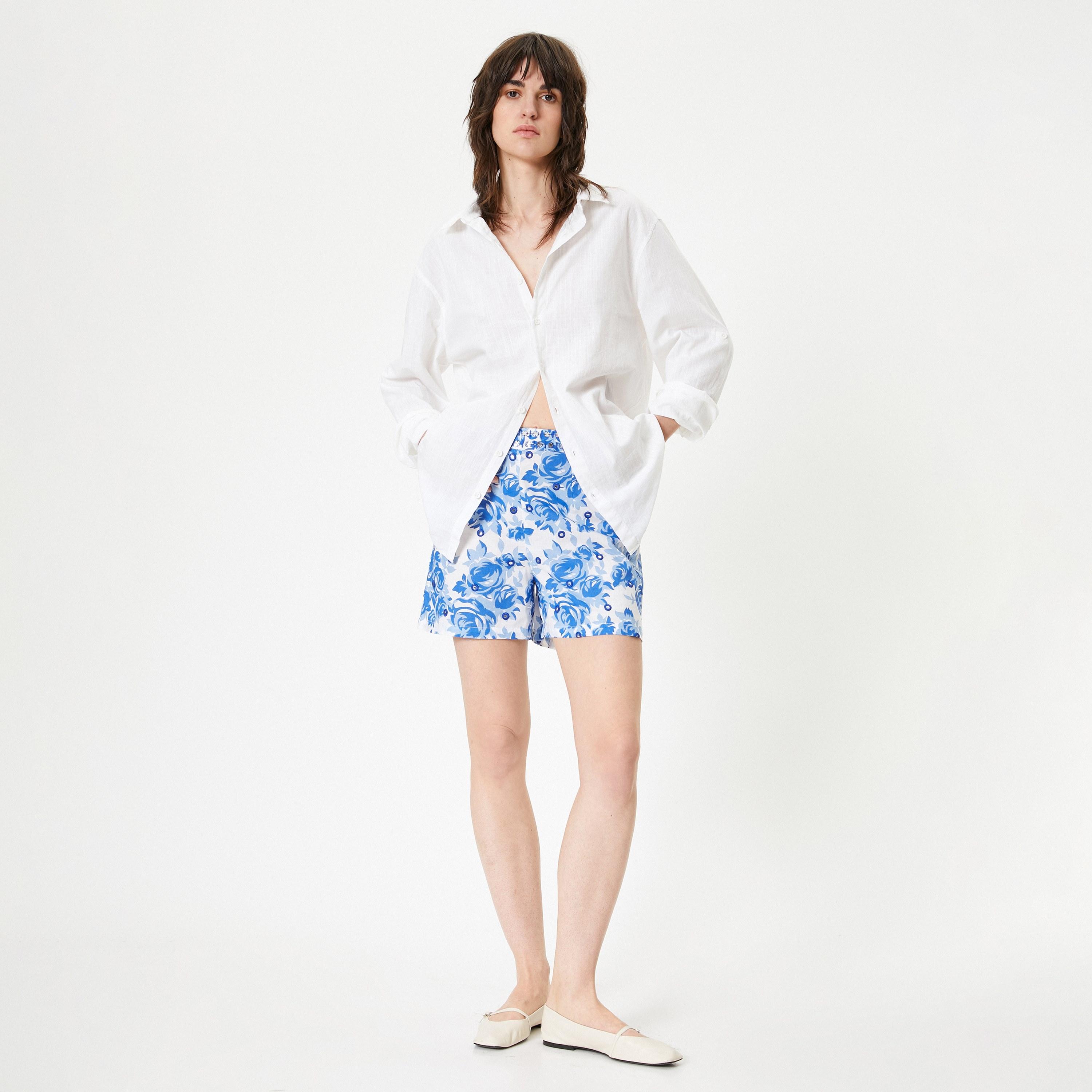 شورت نسائي قطني بطبعة تجريدية وسحاب مخفي من كوتون-women-clothing-bottoms-shorts-image-2