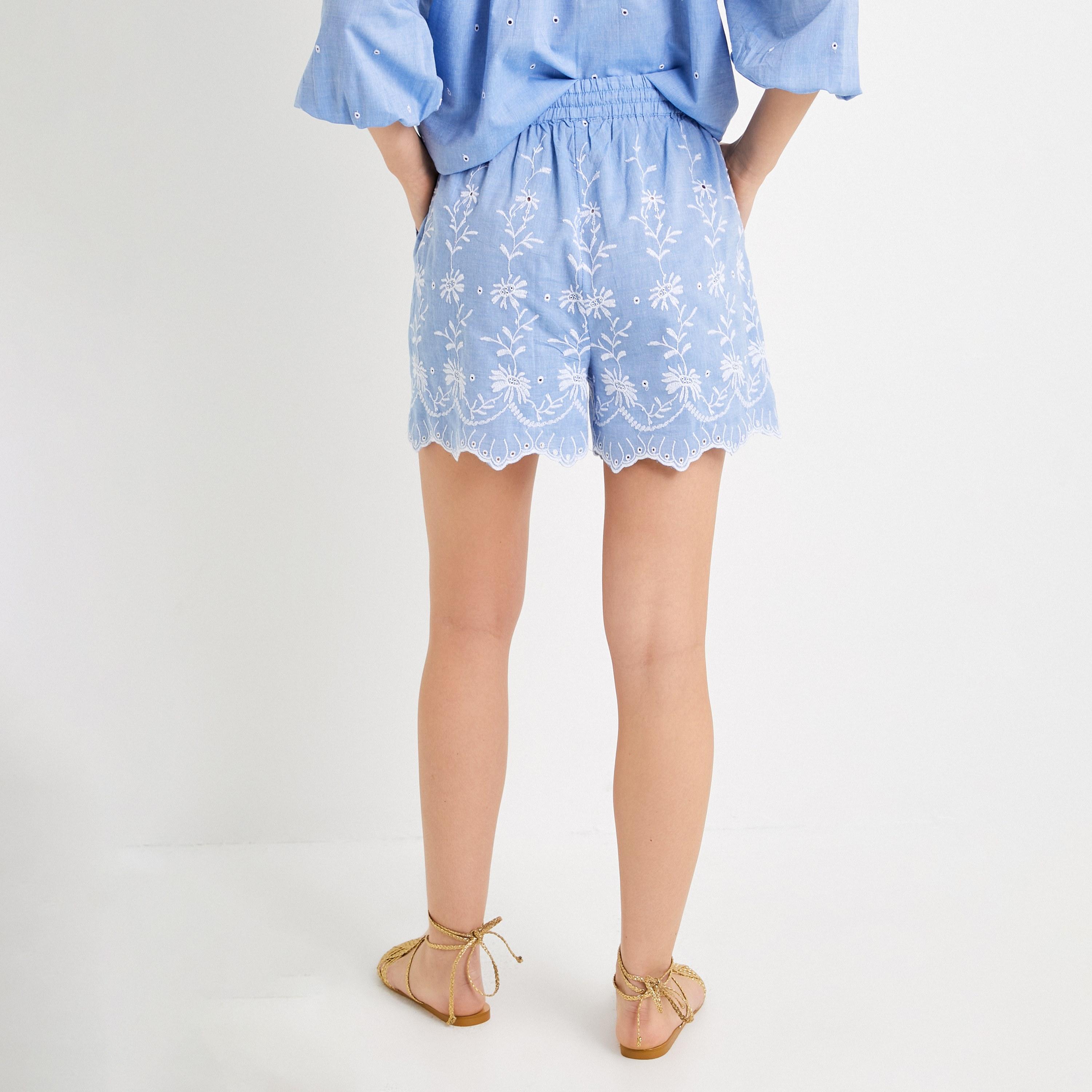 KOTON Floral Embroidered Cotton Drawstring Women's Shorts-women-clothing-bottoms-shorts-image-3