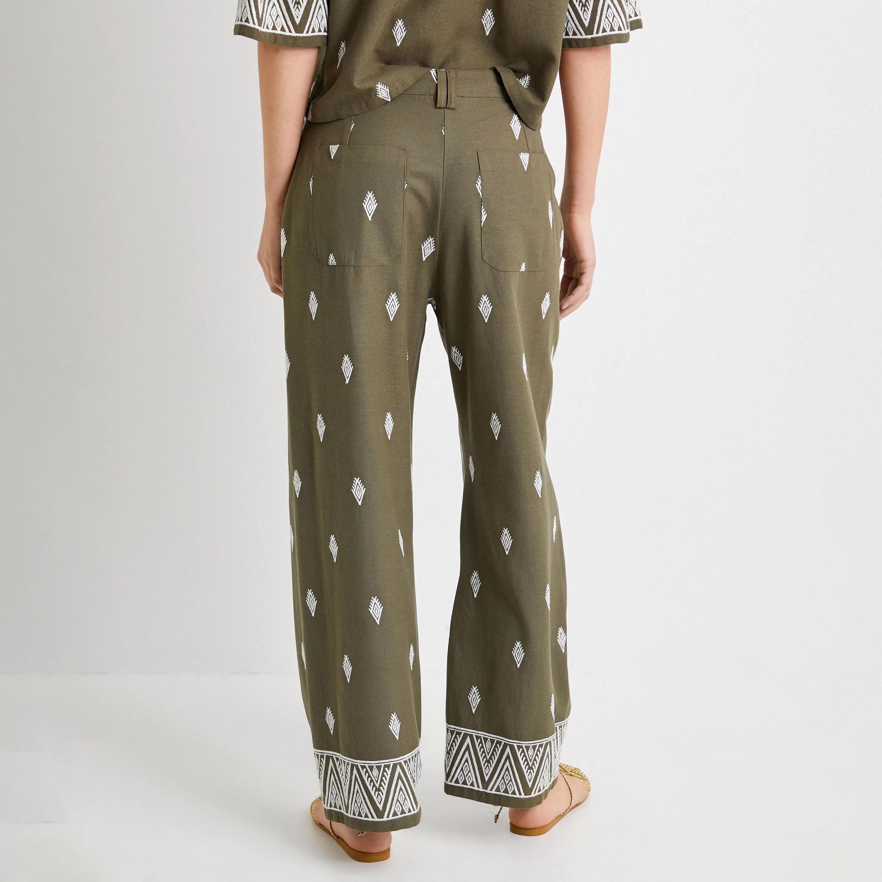 KOTON Embroidered Button and Zip Fly Women's Trousers-women-clothing-bottoms-trousers-image-7