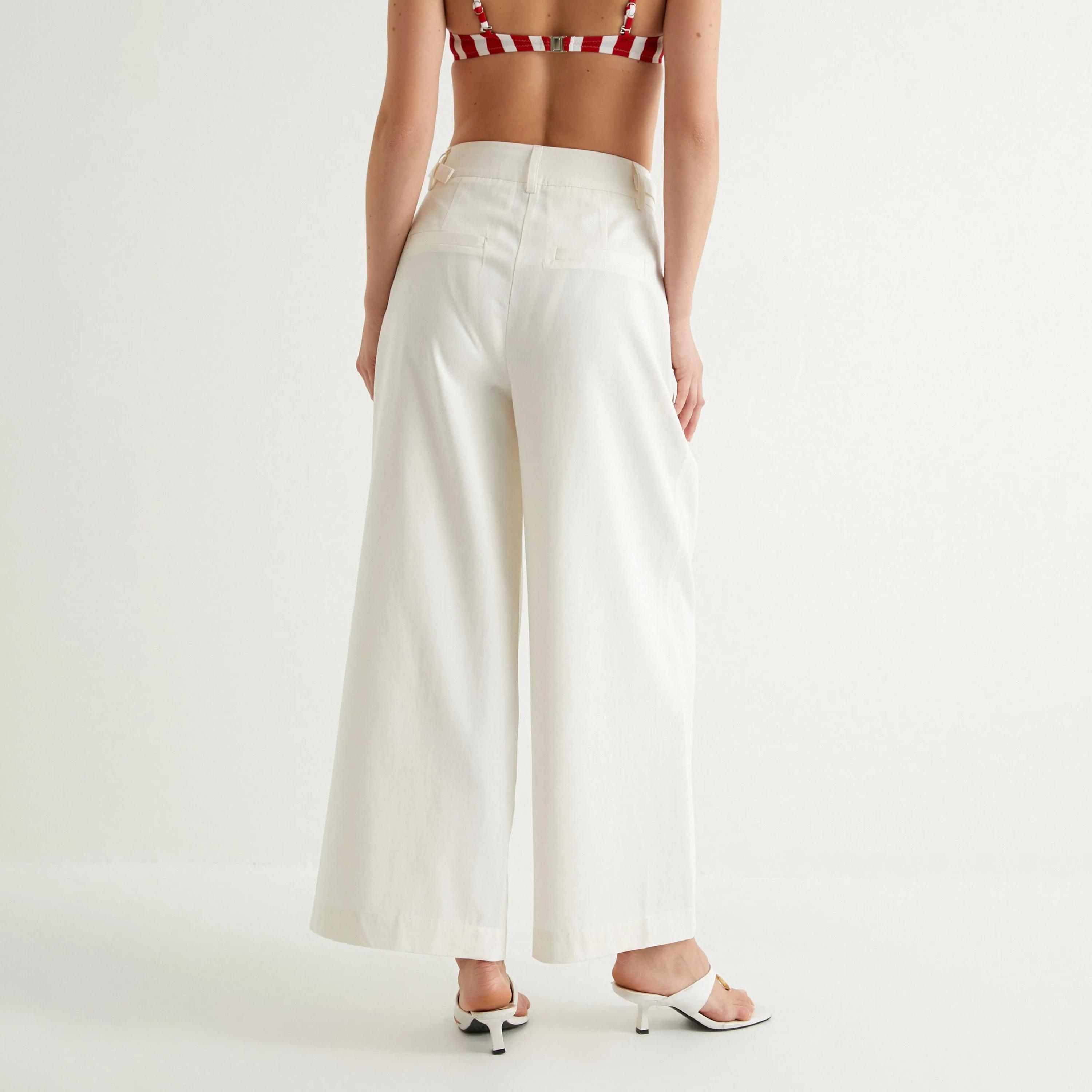 KOTON White Zipped Women's Trousers-women-clothing-bottoms-trousers-image-3