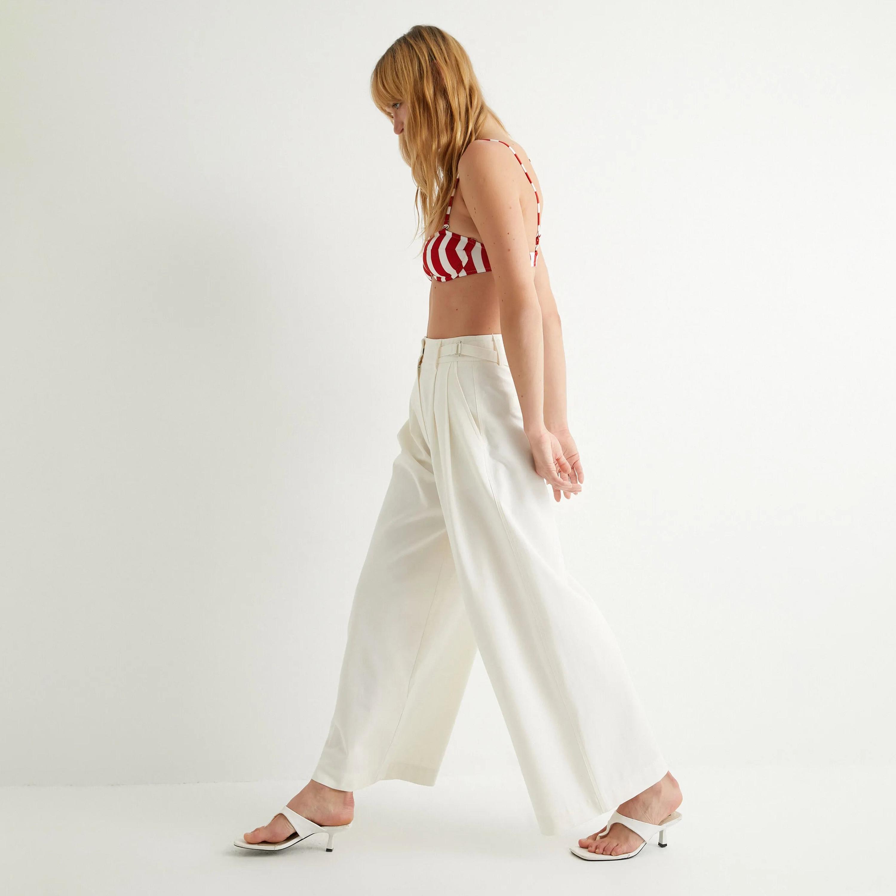KOTON White Zipped Women's Trousers-women-clothing-bottoms-trousers-image-4