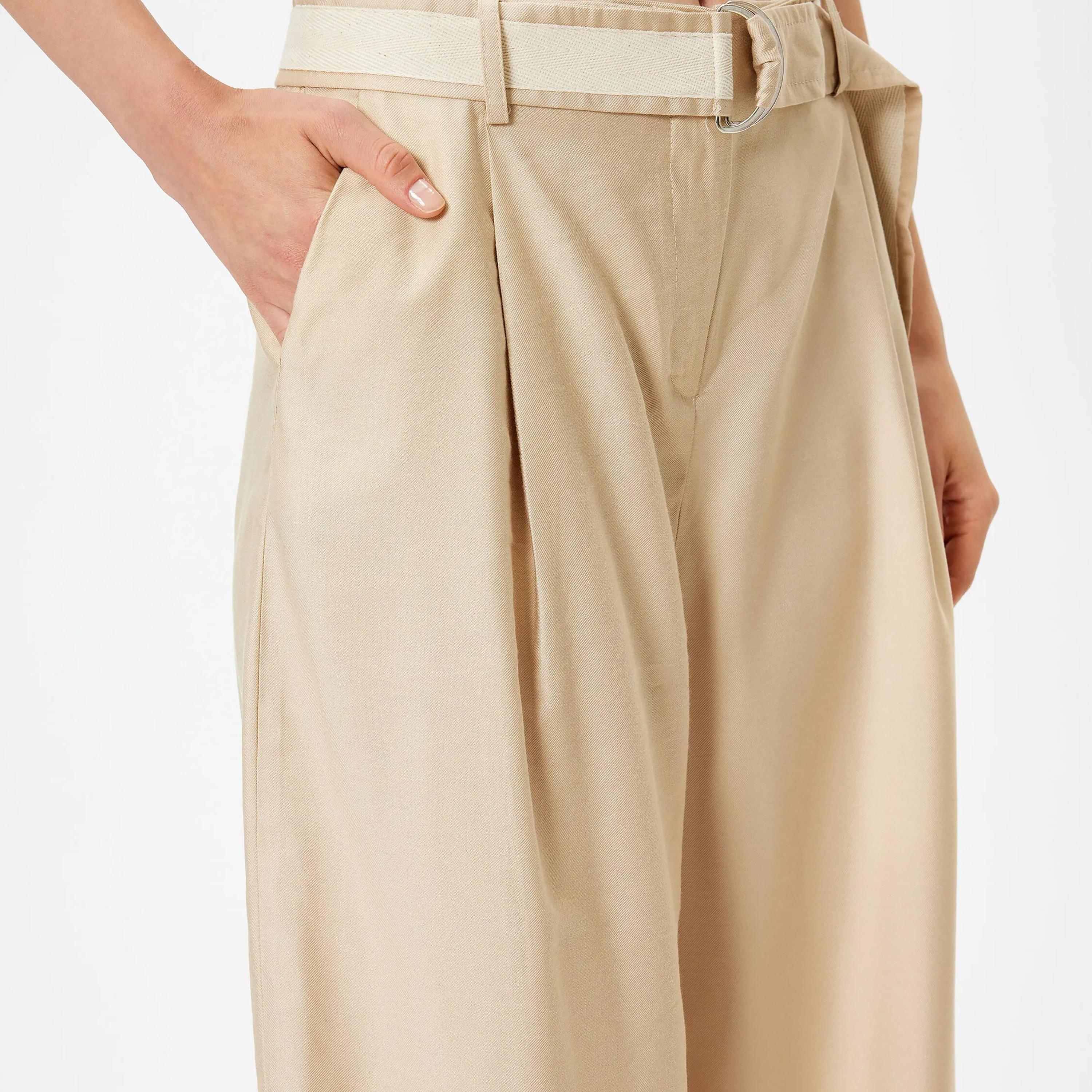 KOTON Beige Zipped Women's Trousers-women-clothing-bottoms-trousers-image-4