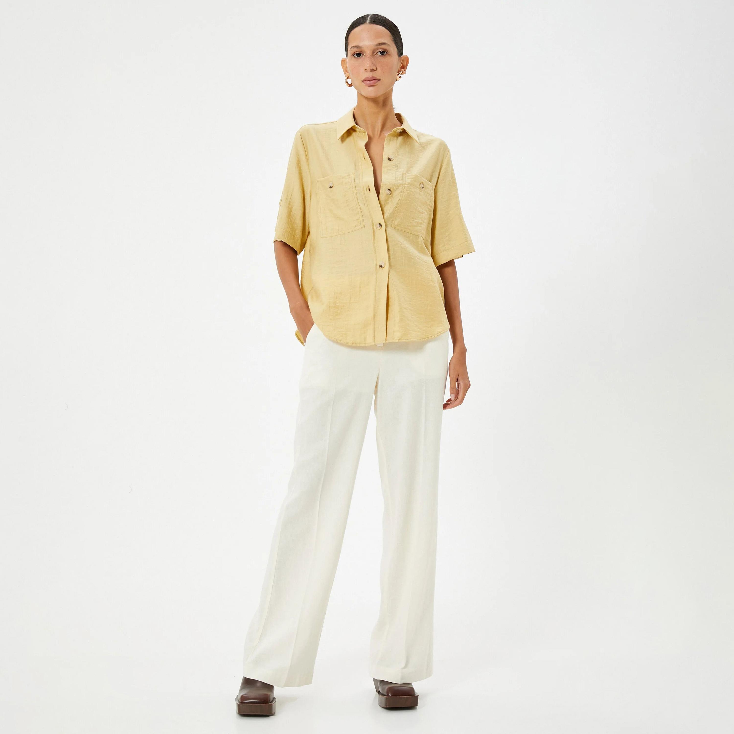 بنطلون نسائي أبيض هوك اند بار من كوتون-women-clothing-bottoms-trousers-image-2