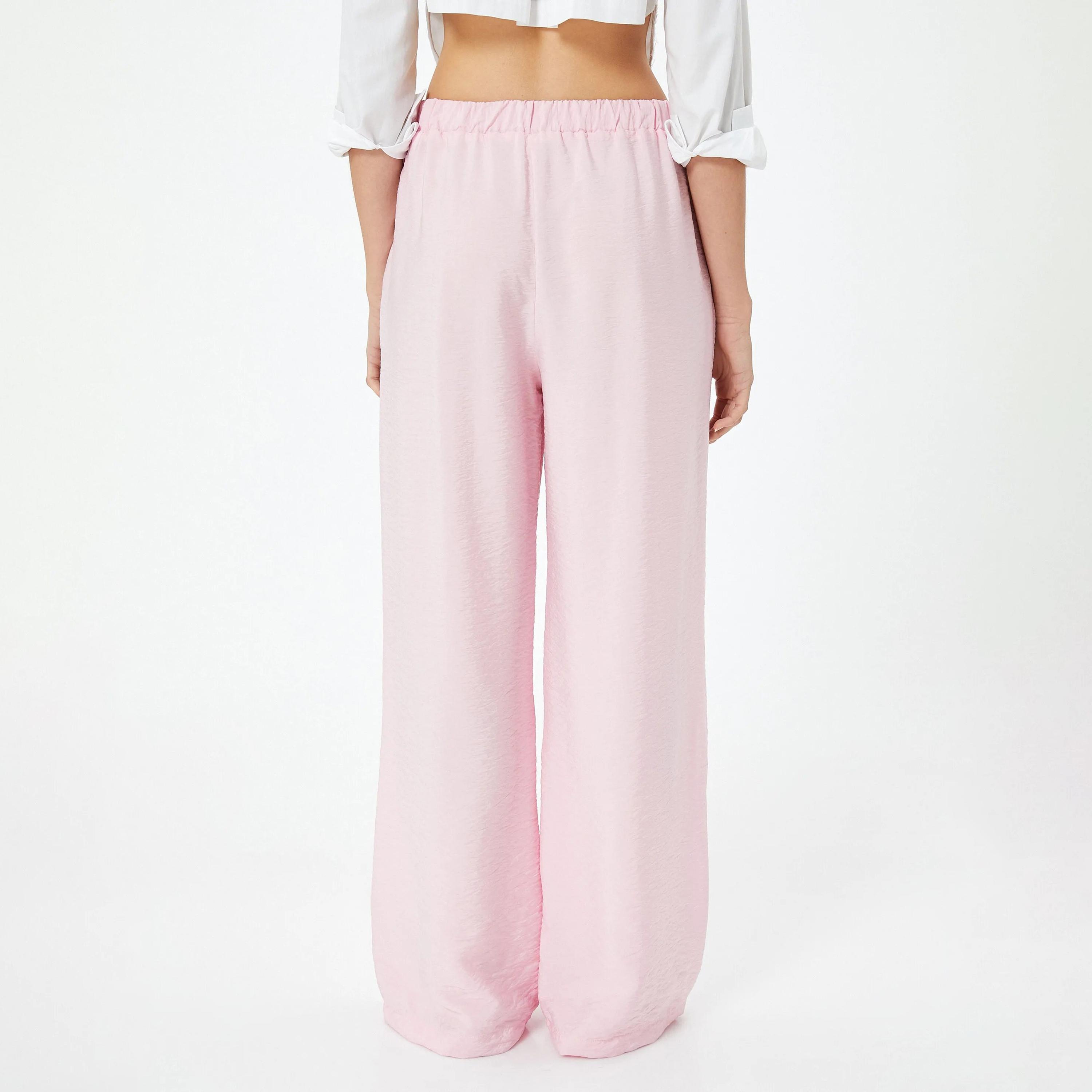 KOTON Pink Elasticated Waist Women's Trousers-women-clothing-bottoms-trousers-image-3