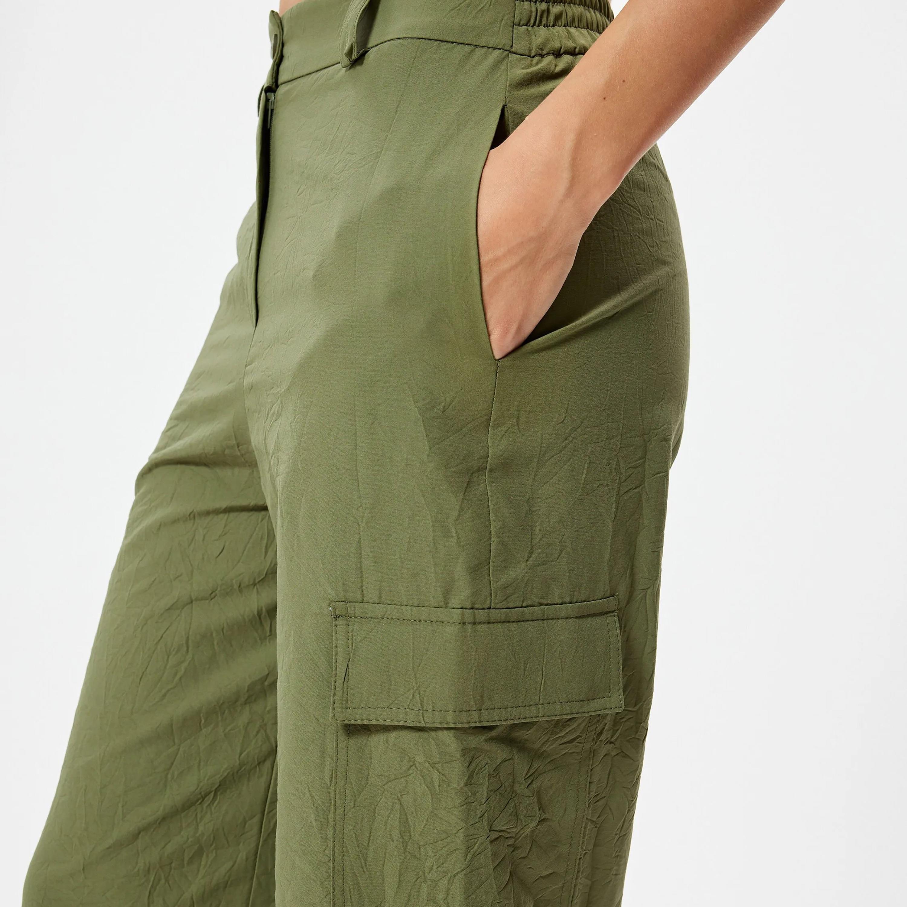 KOTON Green Button and Zip Fly Women's Cargo Trousers-women-clothing-bottoms-trousers-image-4