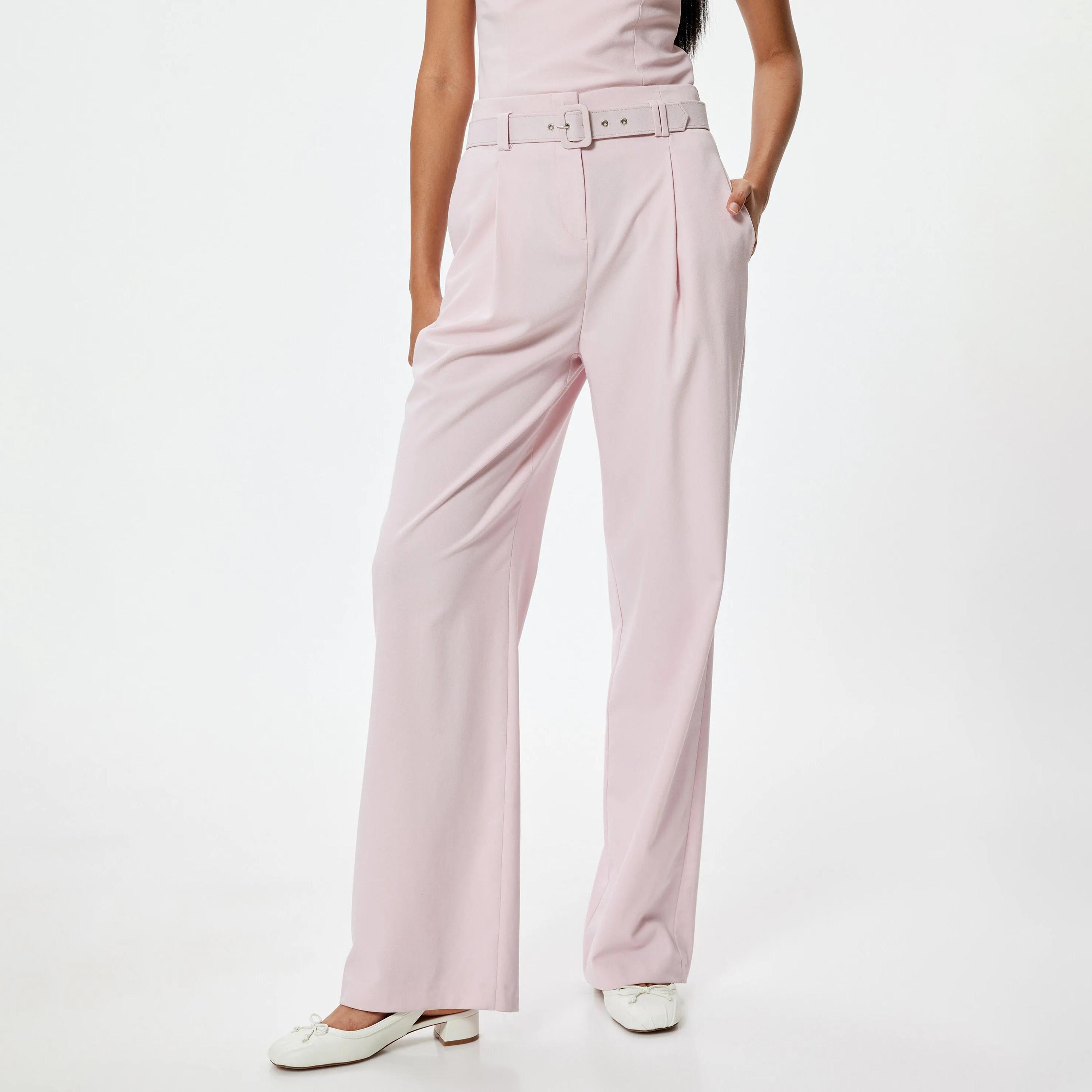 KOTON Pink Zipped Women's Trousers-women-clothing-bottoms-trousers-image-1