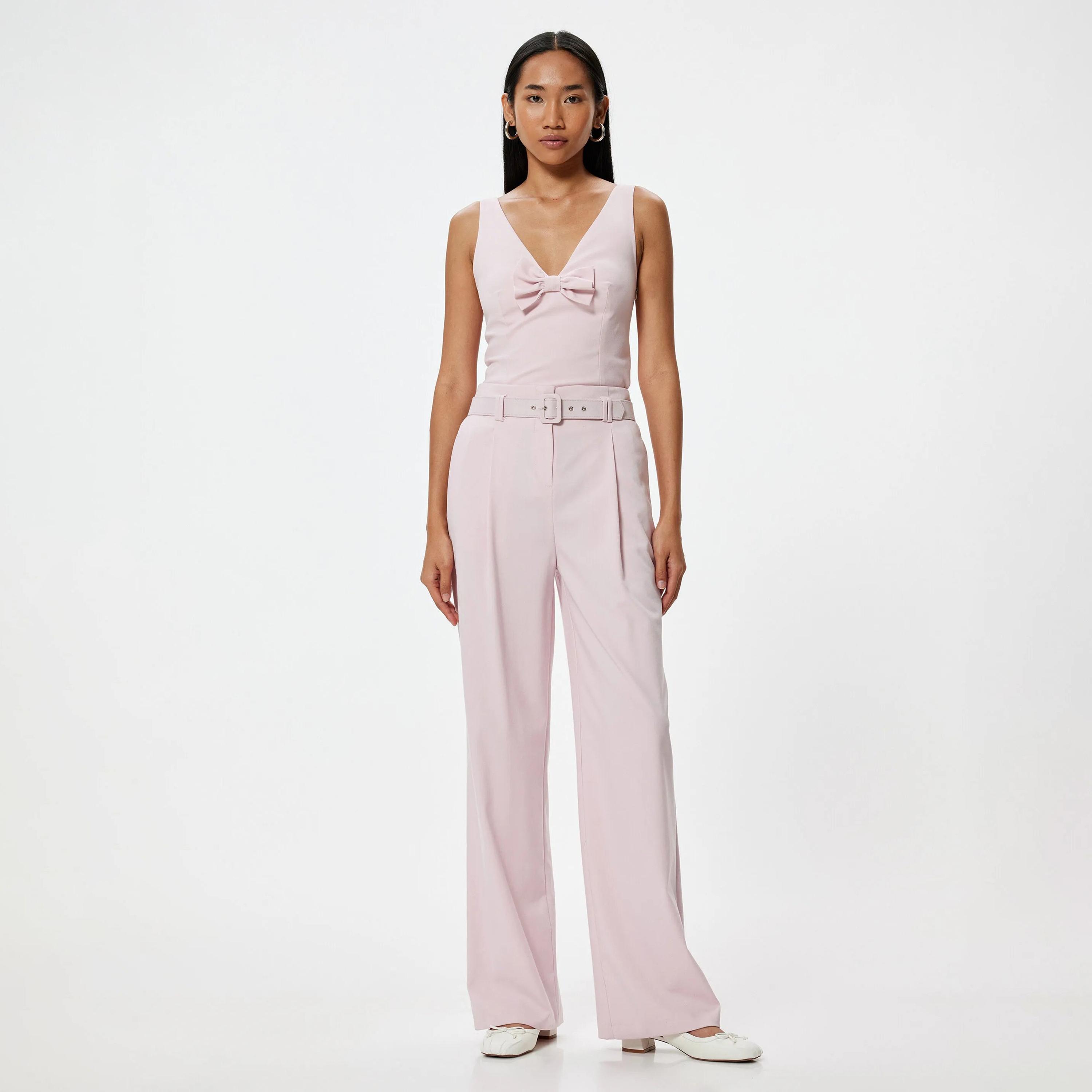 KOTON Pink Zipped Women's Trousers-women-clothing-bottoms-trousers-image-2