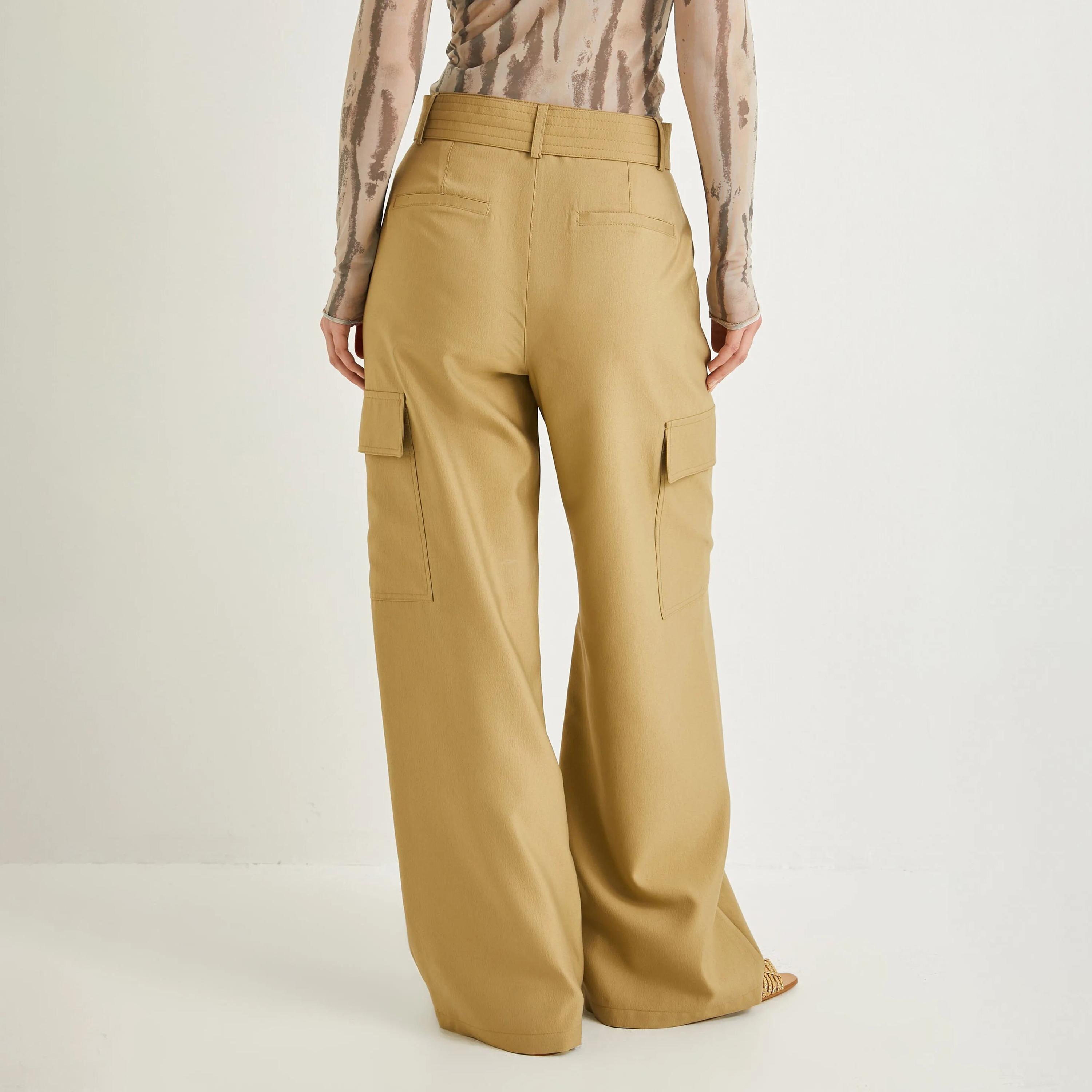 KOTON Beige Button and Zip Fly Women's Cargo Trousers-women-clothing-bottoms-trousers-image-3