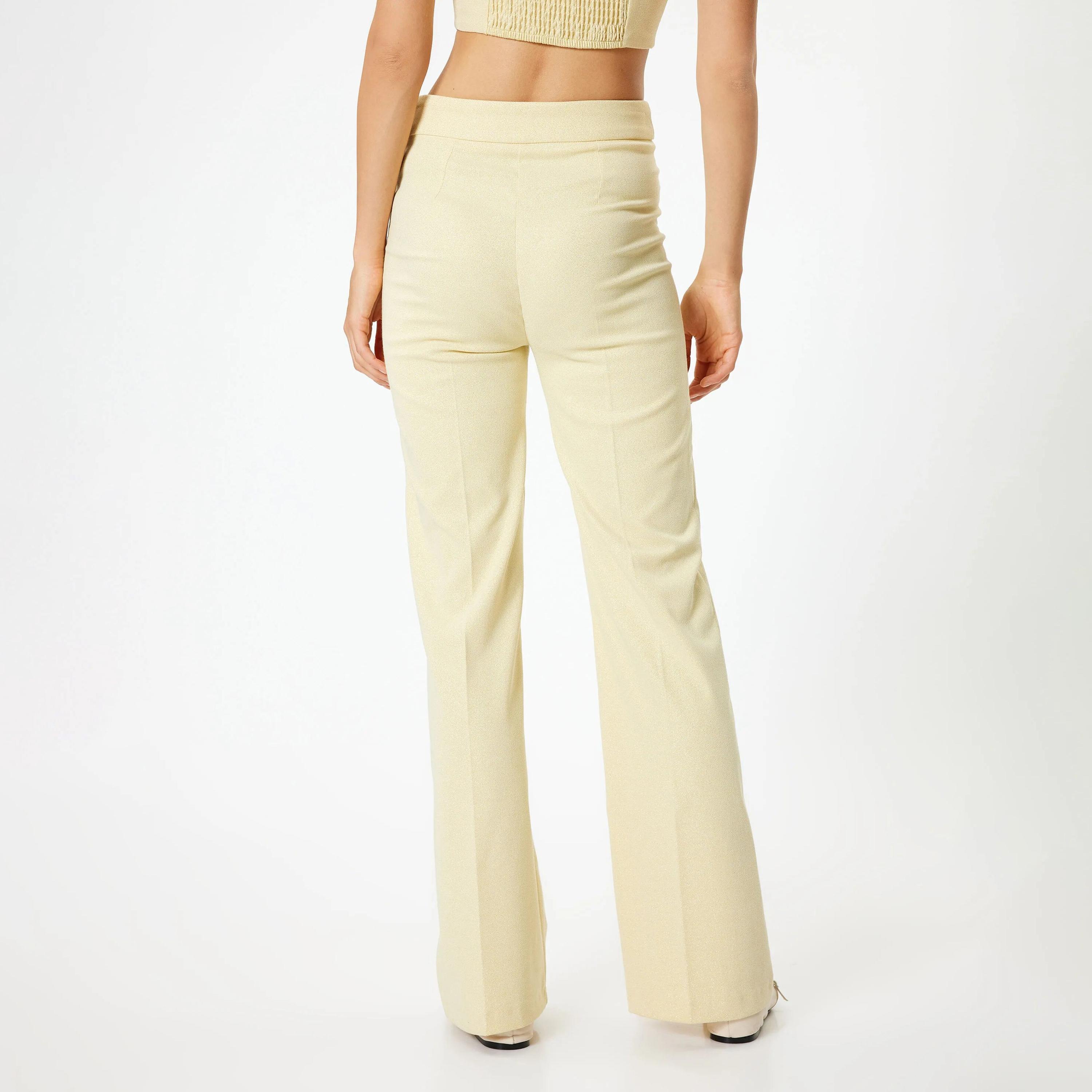 بنطلون نسائي أصفر بخصر مطاطي من كوتون-women-clothing-bottoms-trousers-image-3
