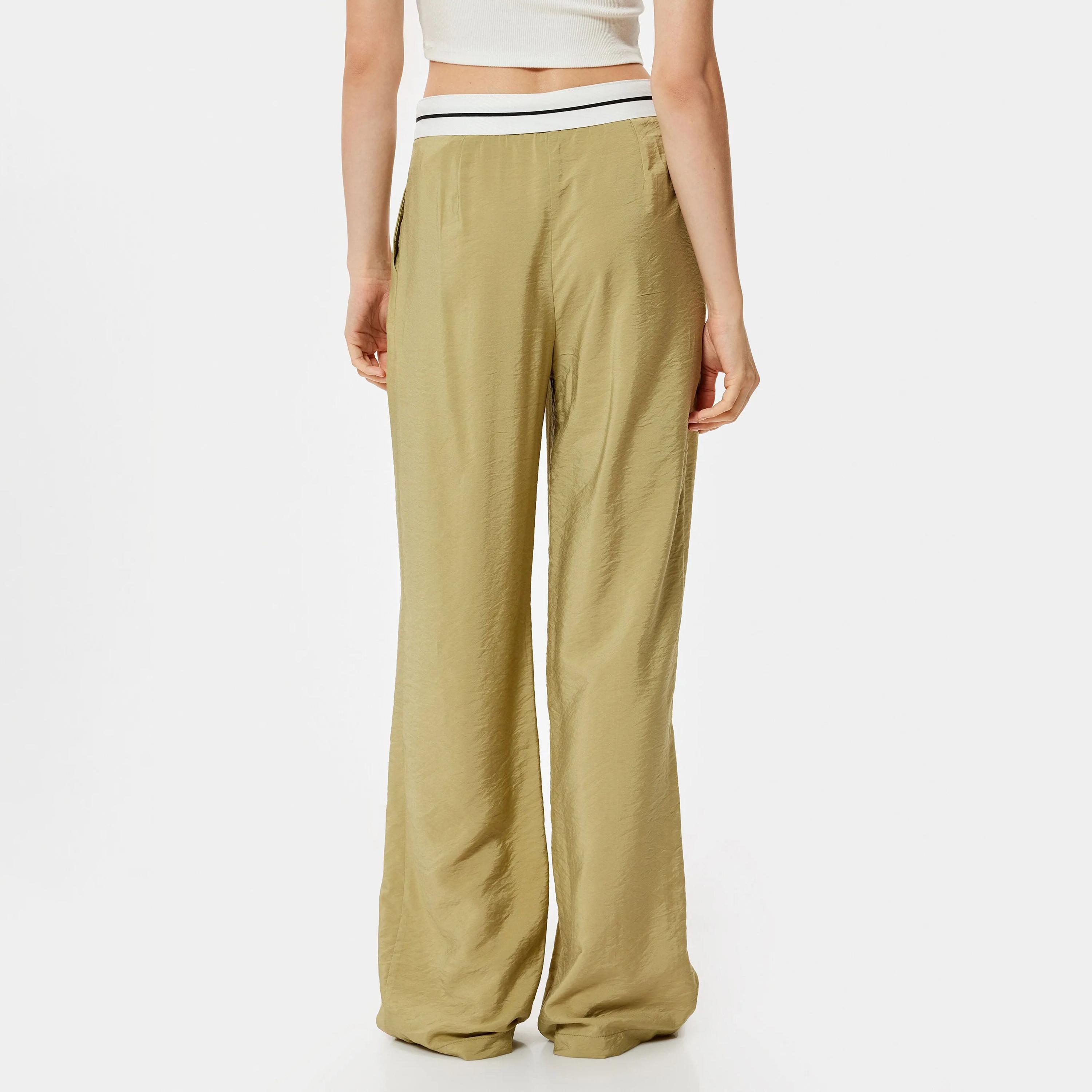 KOTON Green Textured Zipped Women's Trousers-women-clothing-bottoms-trousers-image-3