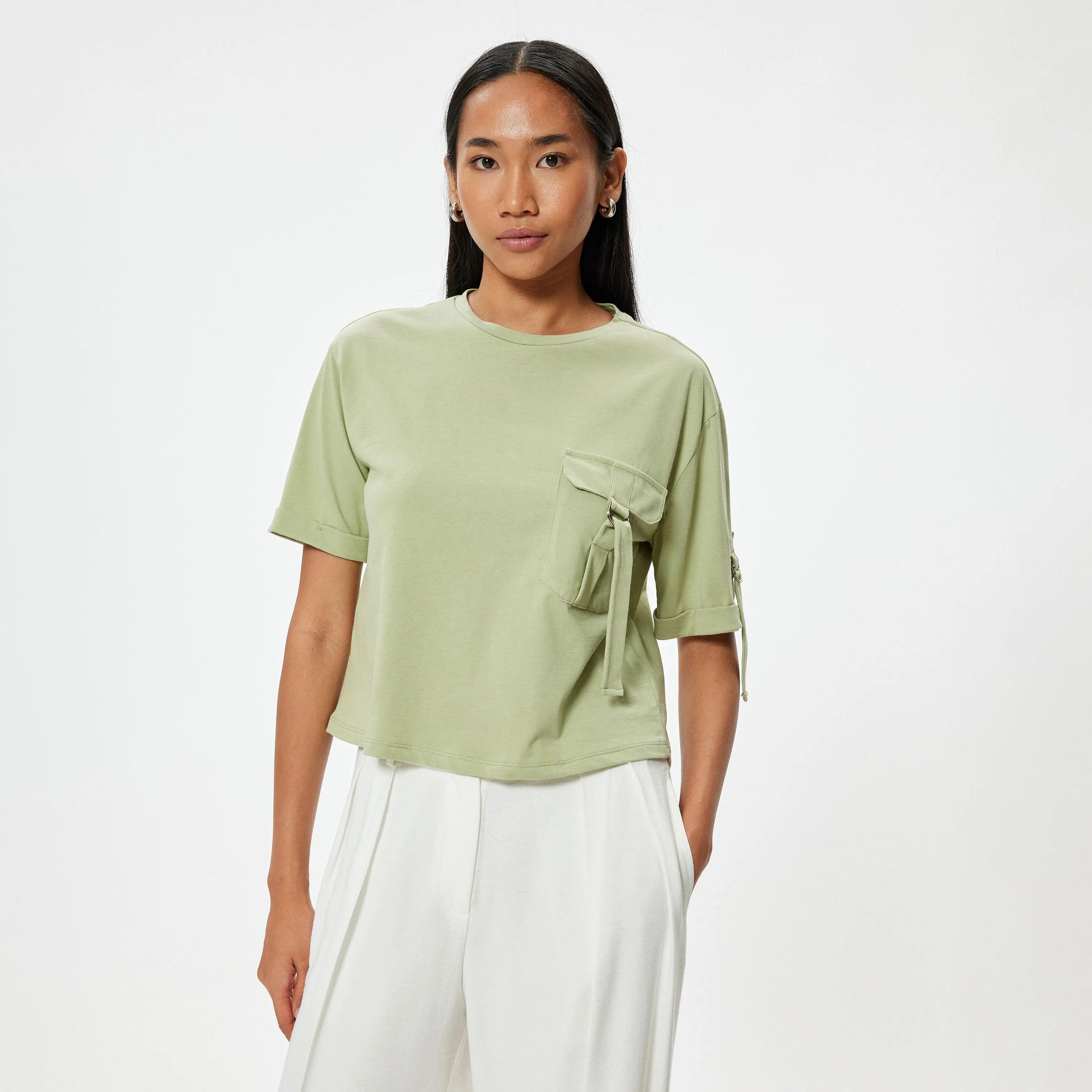 KOTON Cotton Crew Neck Women's T-Shirt-women-clothing-tshirts-image-1