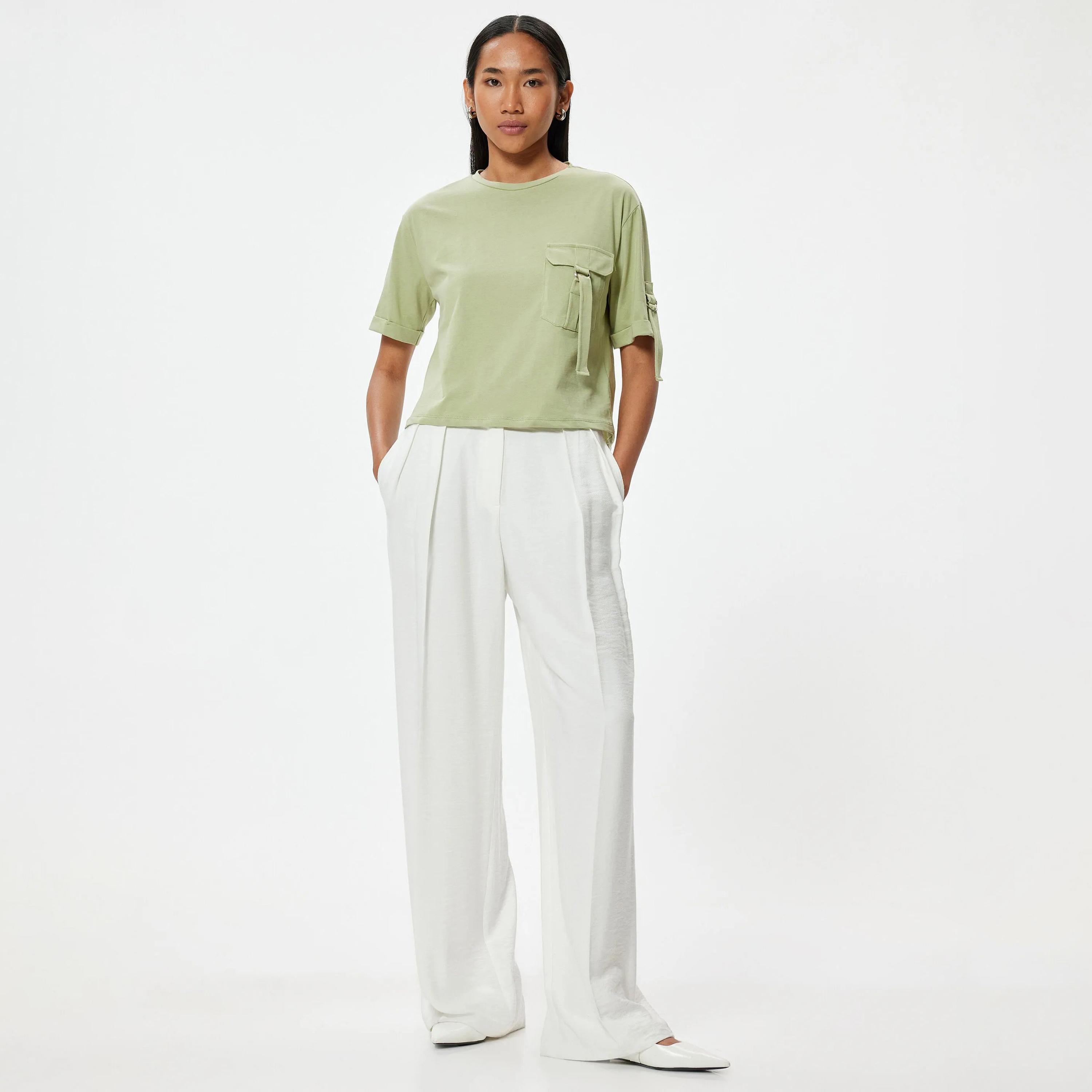 KOTON Cotton Crew Neck Women's T-Shirt-women-clothing-tshirts-image-2