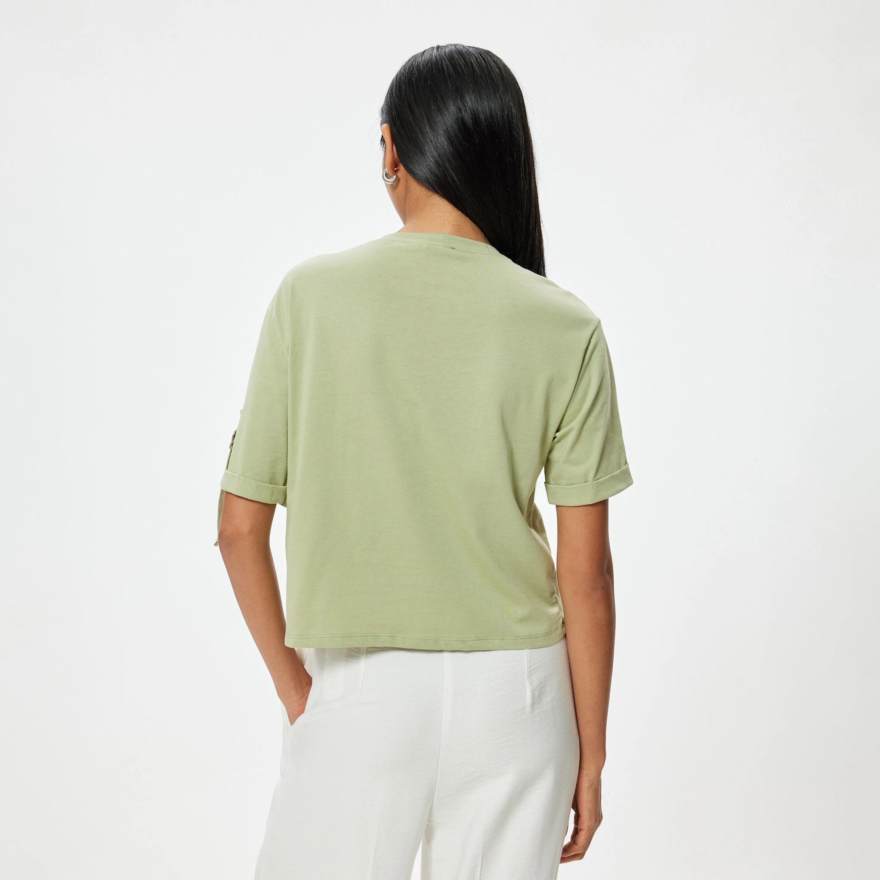KOTON Cotton Crew Neck Women's T-Shirt-women-clothing-tshirts-image-3