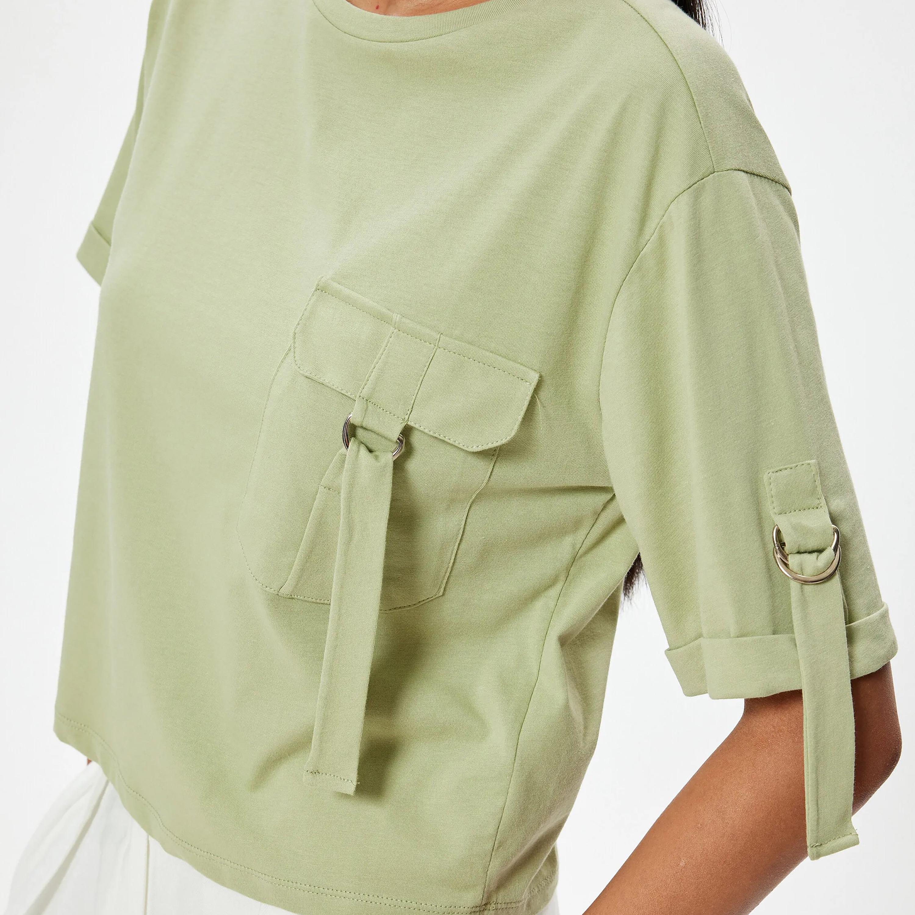 KOTON Cotton Crew Neck Women's T-Shirt-women-clothing-tshirts-image-4