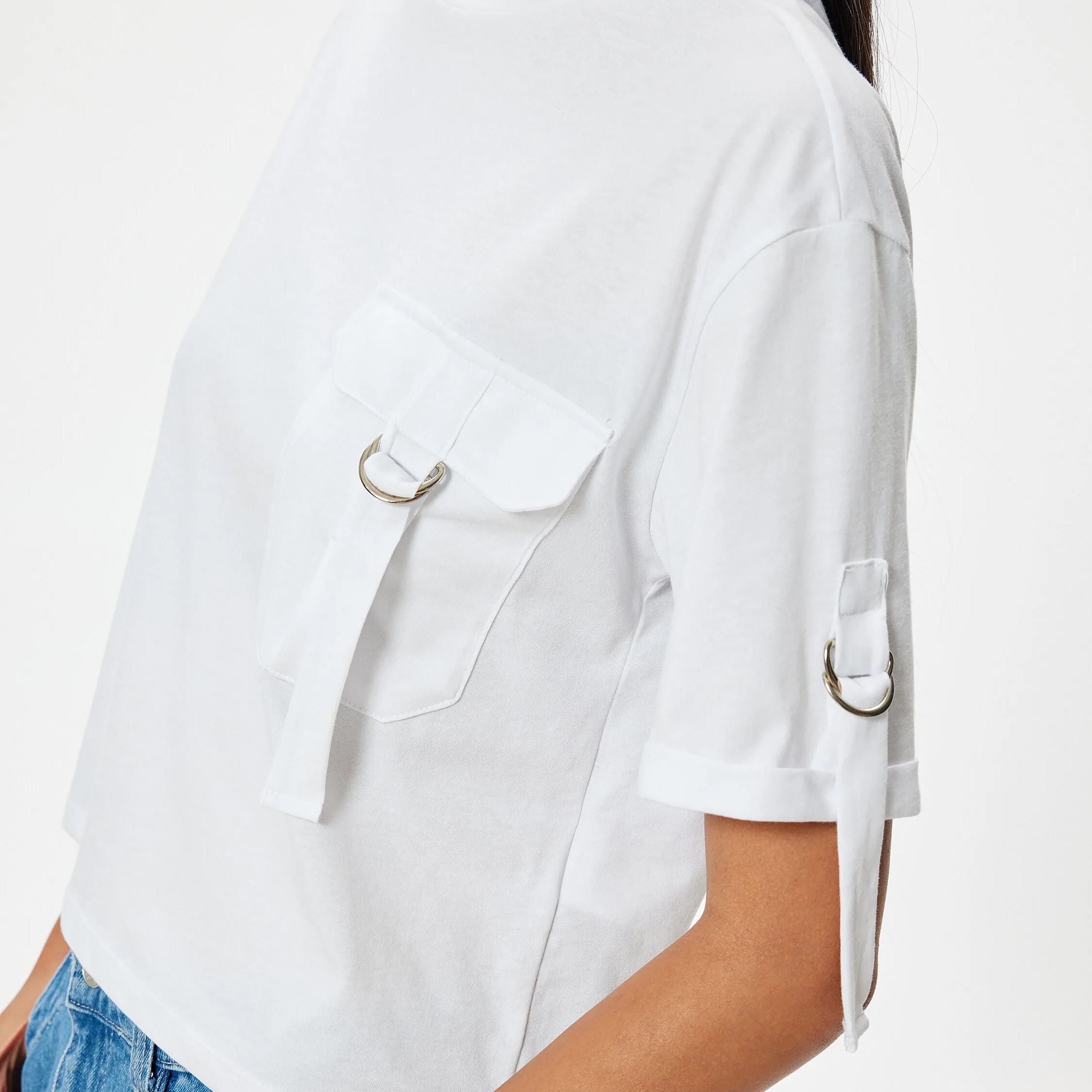 KOTON Cotton Crew Neck Women's T-Shirt-women-clothing-tshirts-image-8