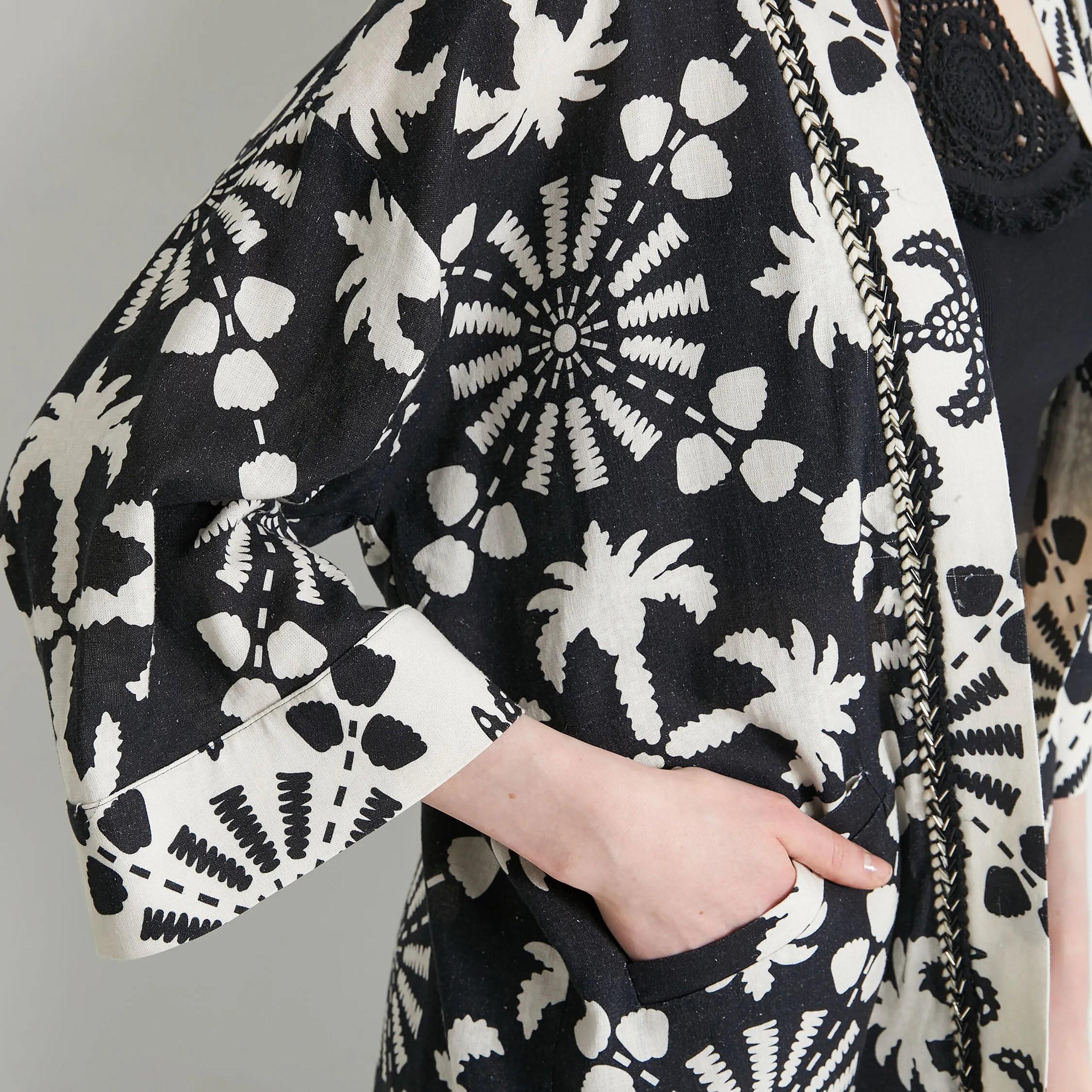 KOTON Black Tropical Motifs Women's Kimono-women-clothing-shirtsandblouses-blouses-image-4