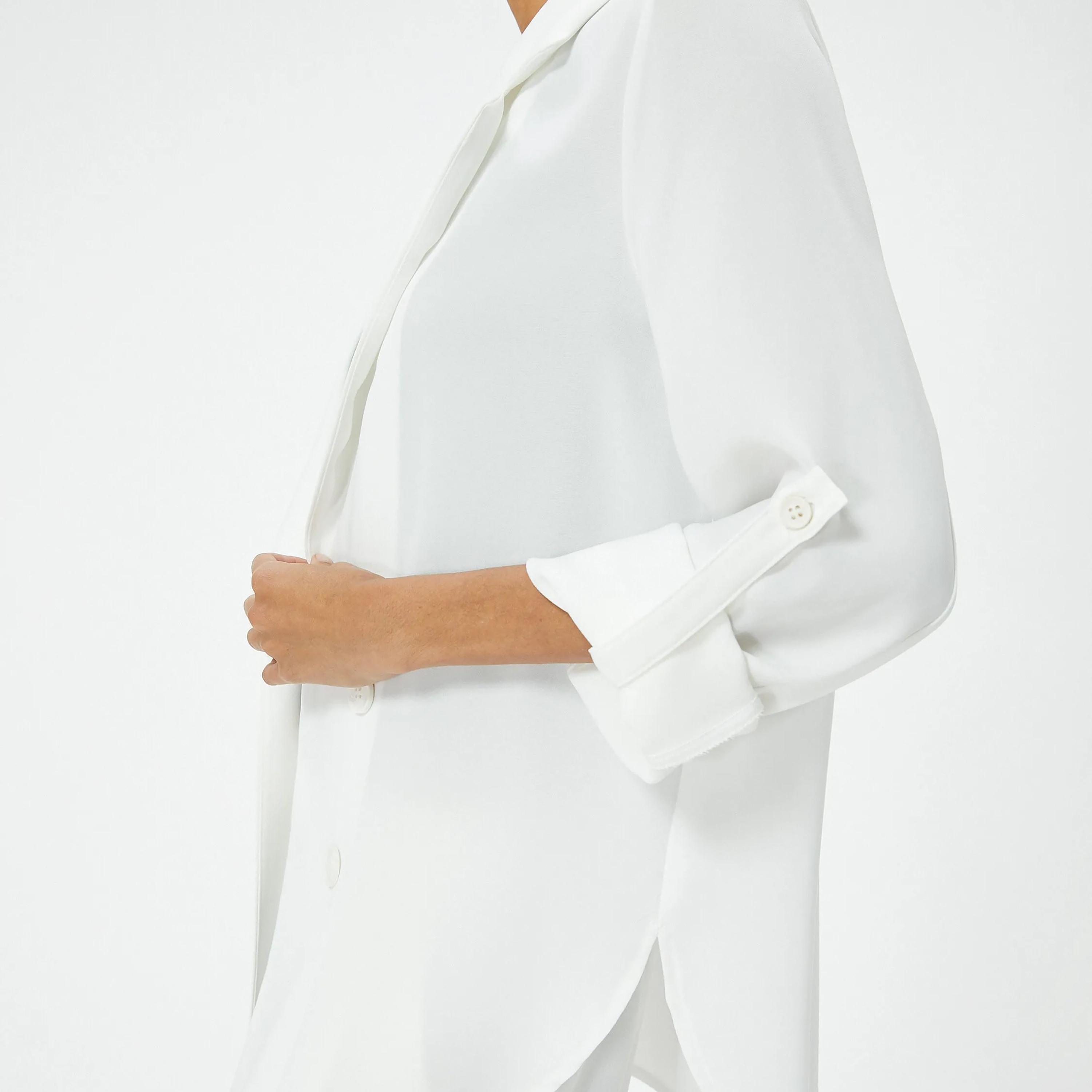 KOTON White Lapel collar Women's Double Breasted Blazer-women-clothing-coatsandjackets-blazers-image-4