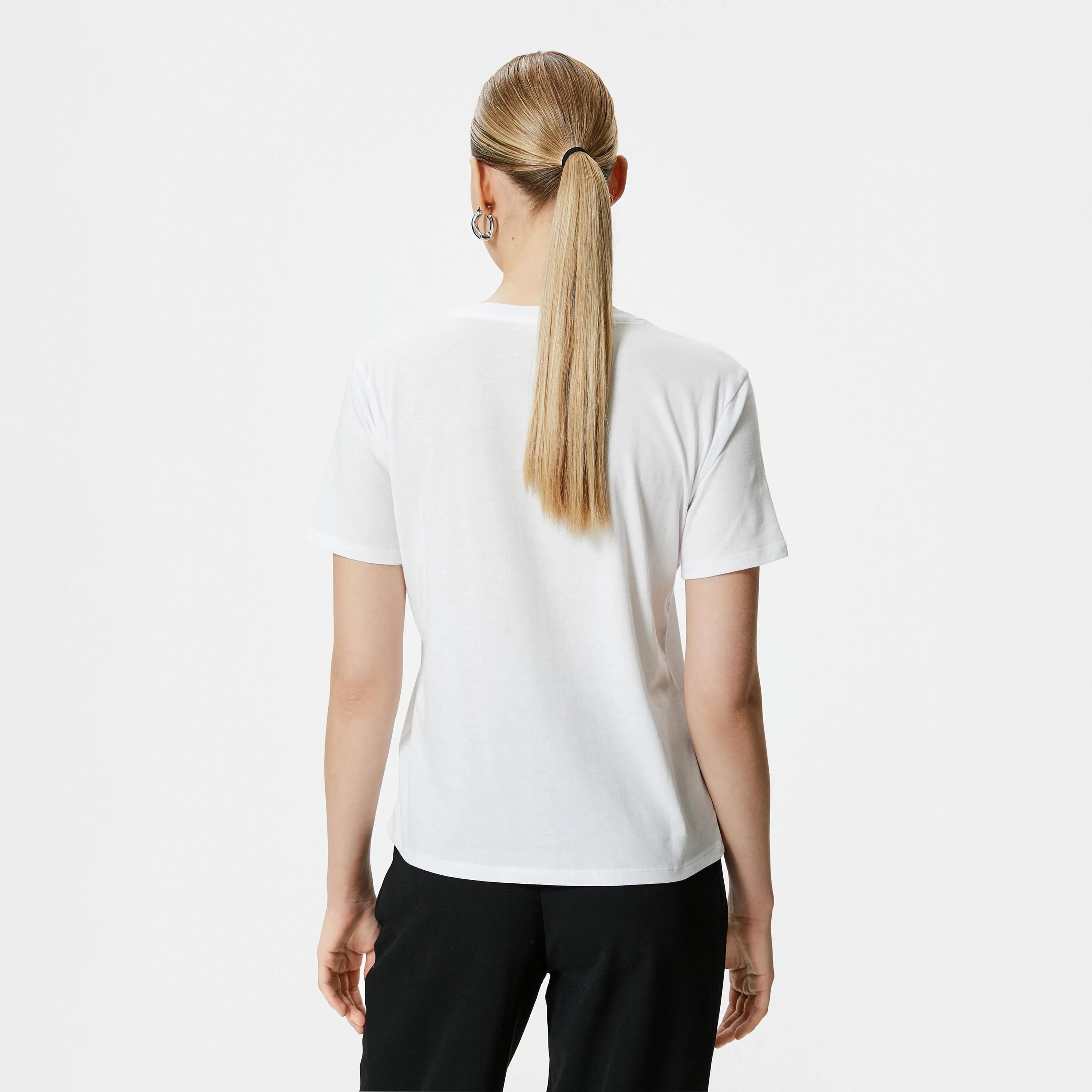 KOTON White Graphic Cotton Crew Neck Women's T-Shirt-women-clothing-tshirts-image-3