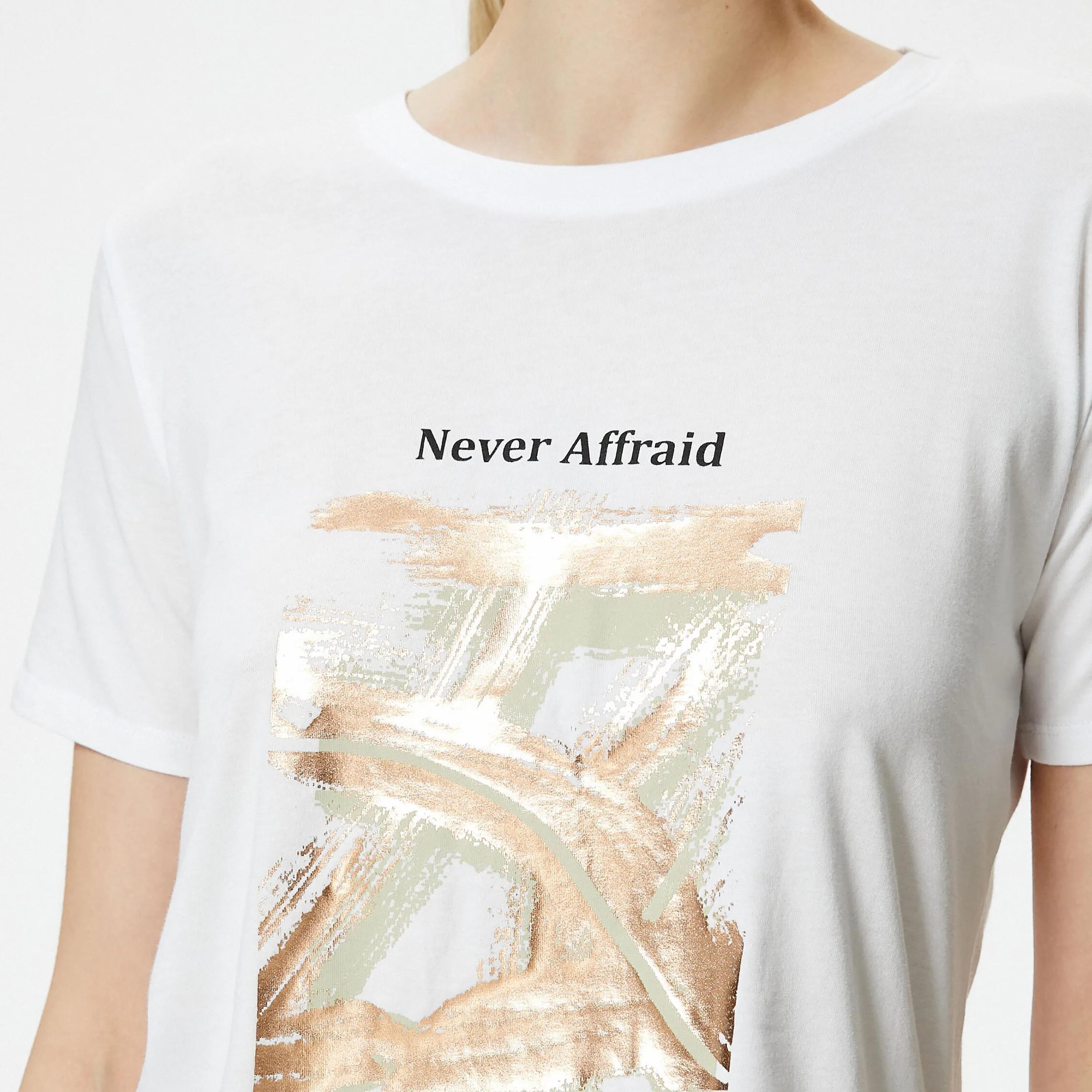 KOTON White Graphic Cotton Crew Neck Women's T-Shirt-women-clothing-tshirts-image-4