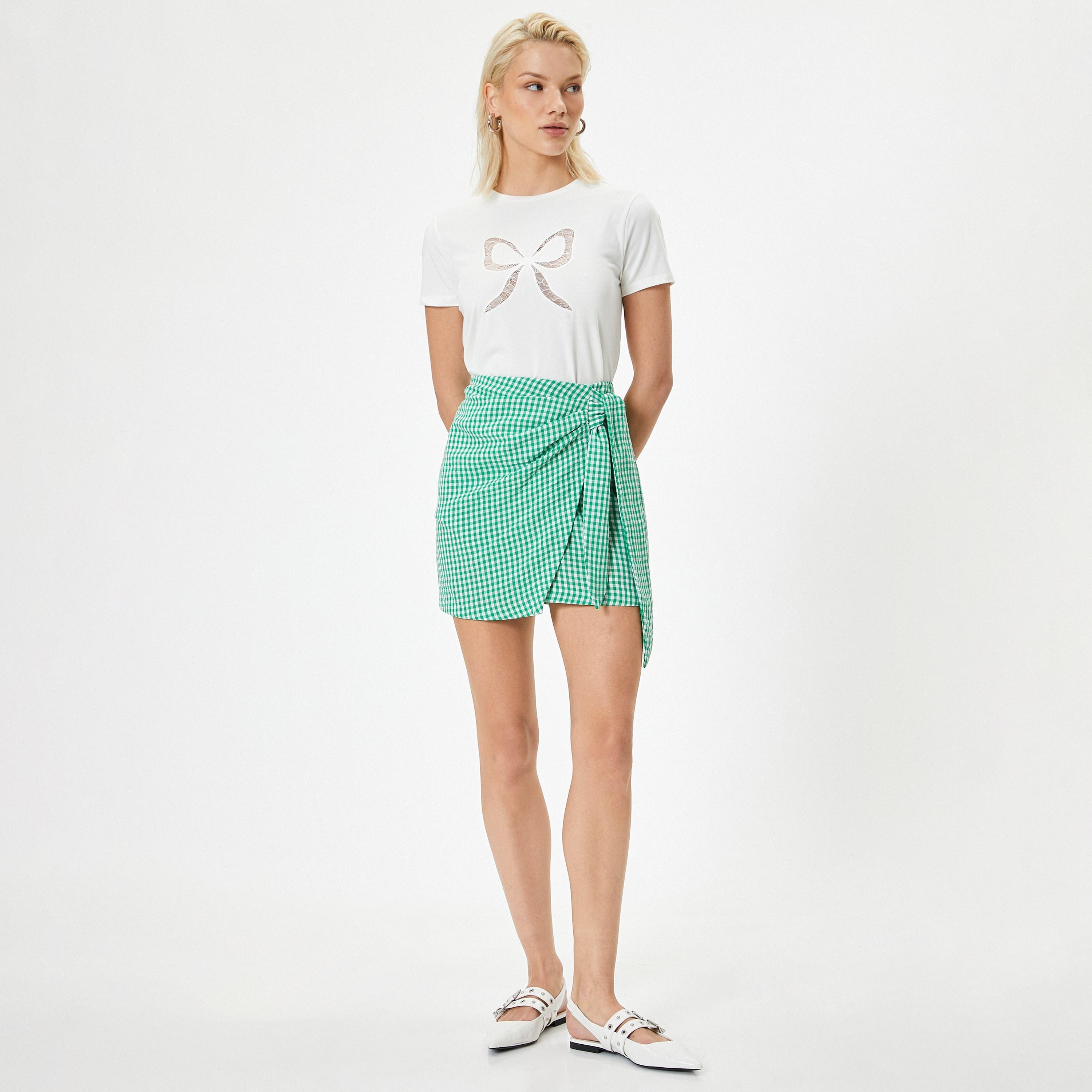 KOTON White Laced Bow Women's T-Shirt-women-clothing-tshirts-image-2