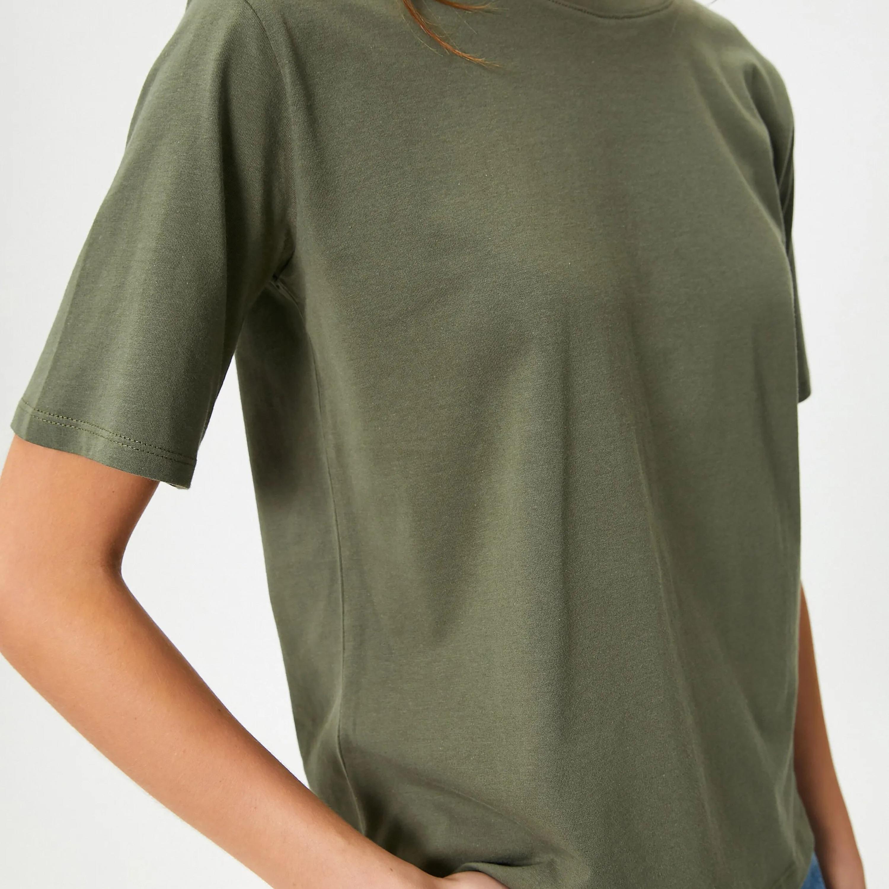 KOTON Green Cotton Crew Neck Women's T-Shirt-women-clothing-tshirts-image-4