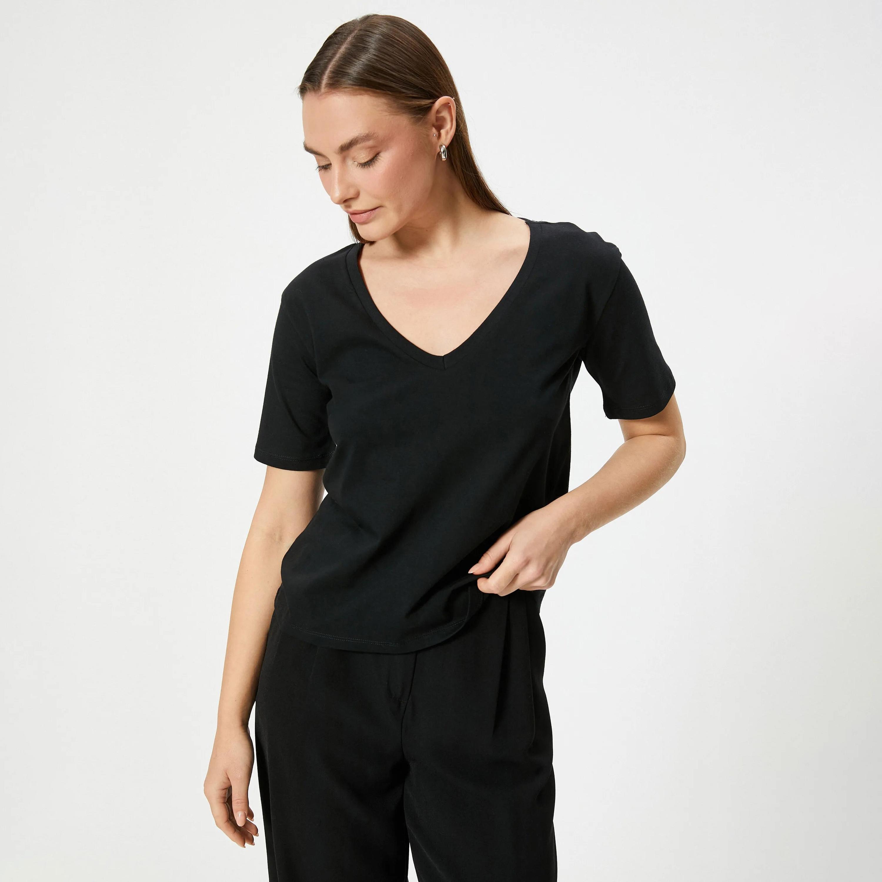 KOTON Cotton Women's T-Shirt-women-clothing-tshirts-image-1