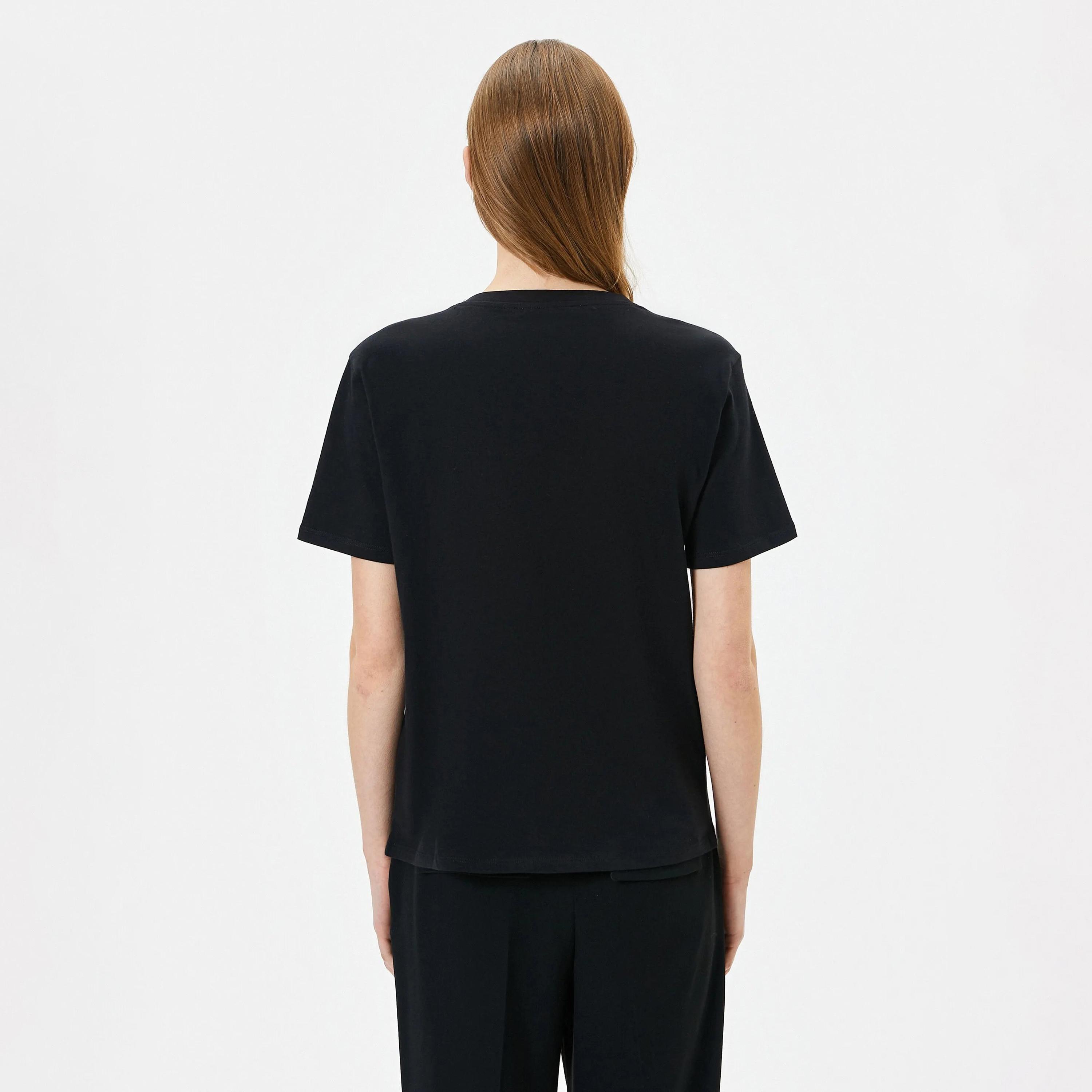 KOTON Black Cotton Crew Neck Women's T-Shirt-women-clothing-tshirts-image-3