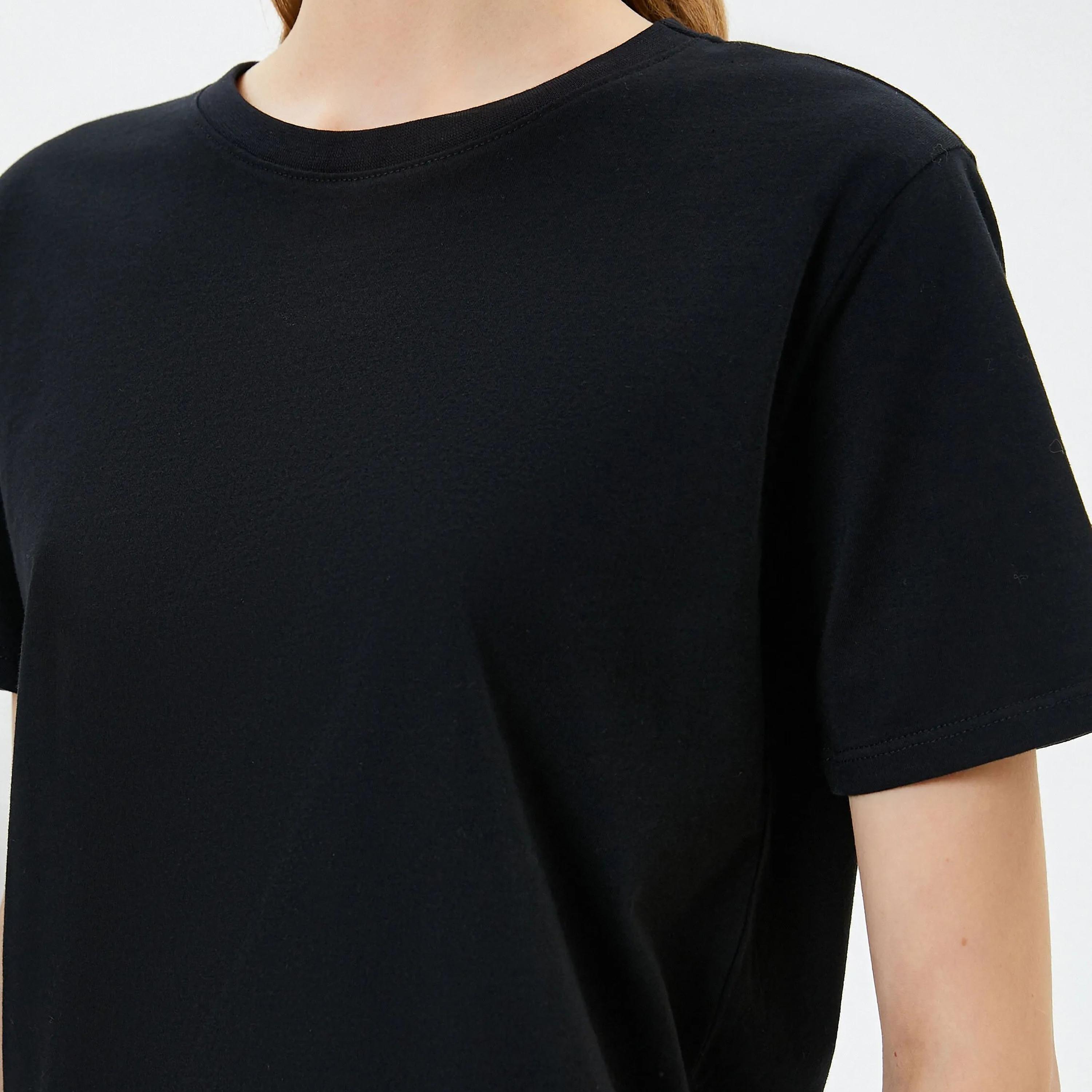 KOTON Black Cotton Crew Neck Women's T-Shirt-women-clothing-tshirts-image-4