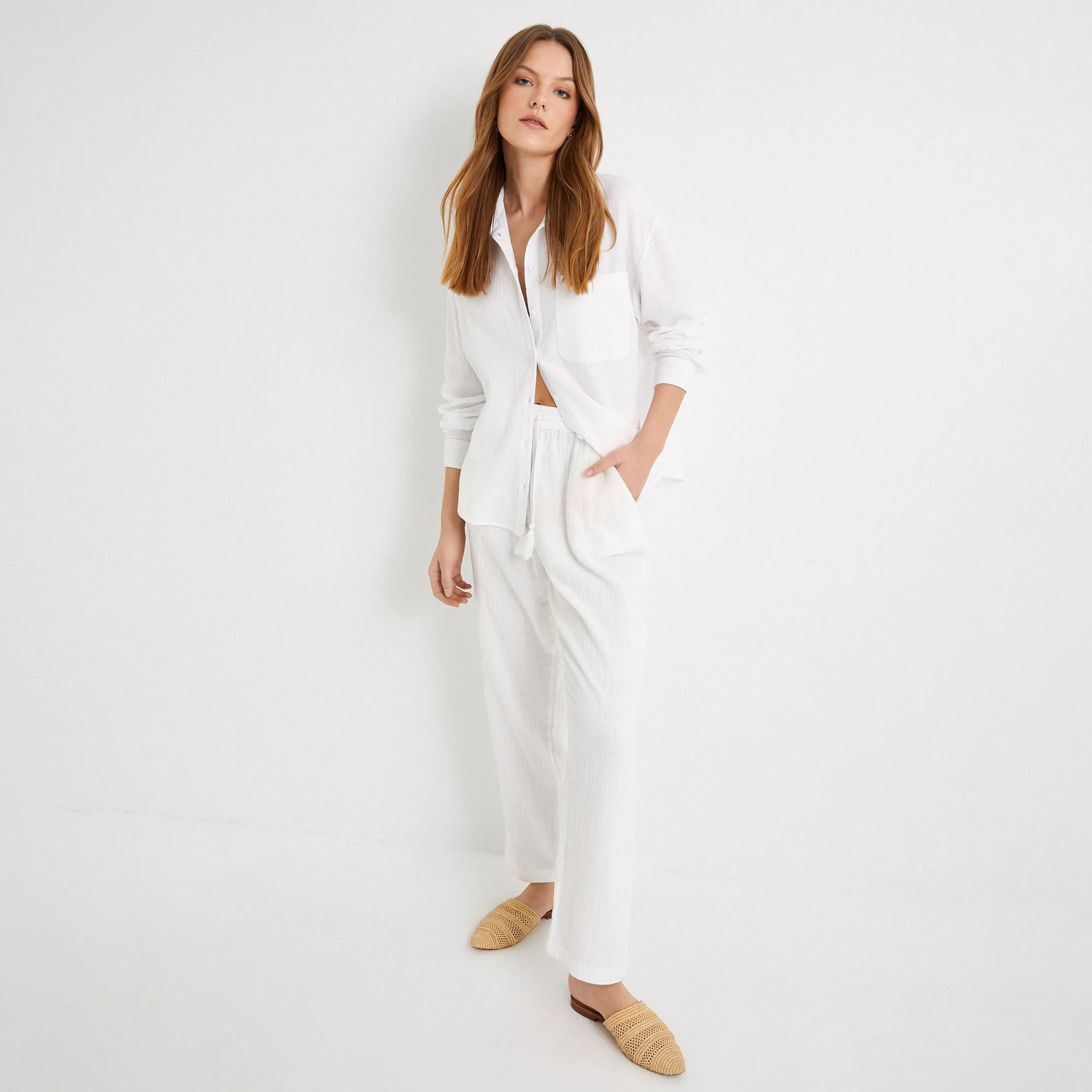 قميص نسائي أبيض من القطن المزخرف من كوتون-women-clothing-shirtsandblouses-shirts-image-2