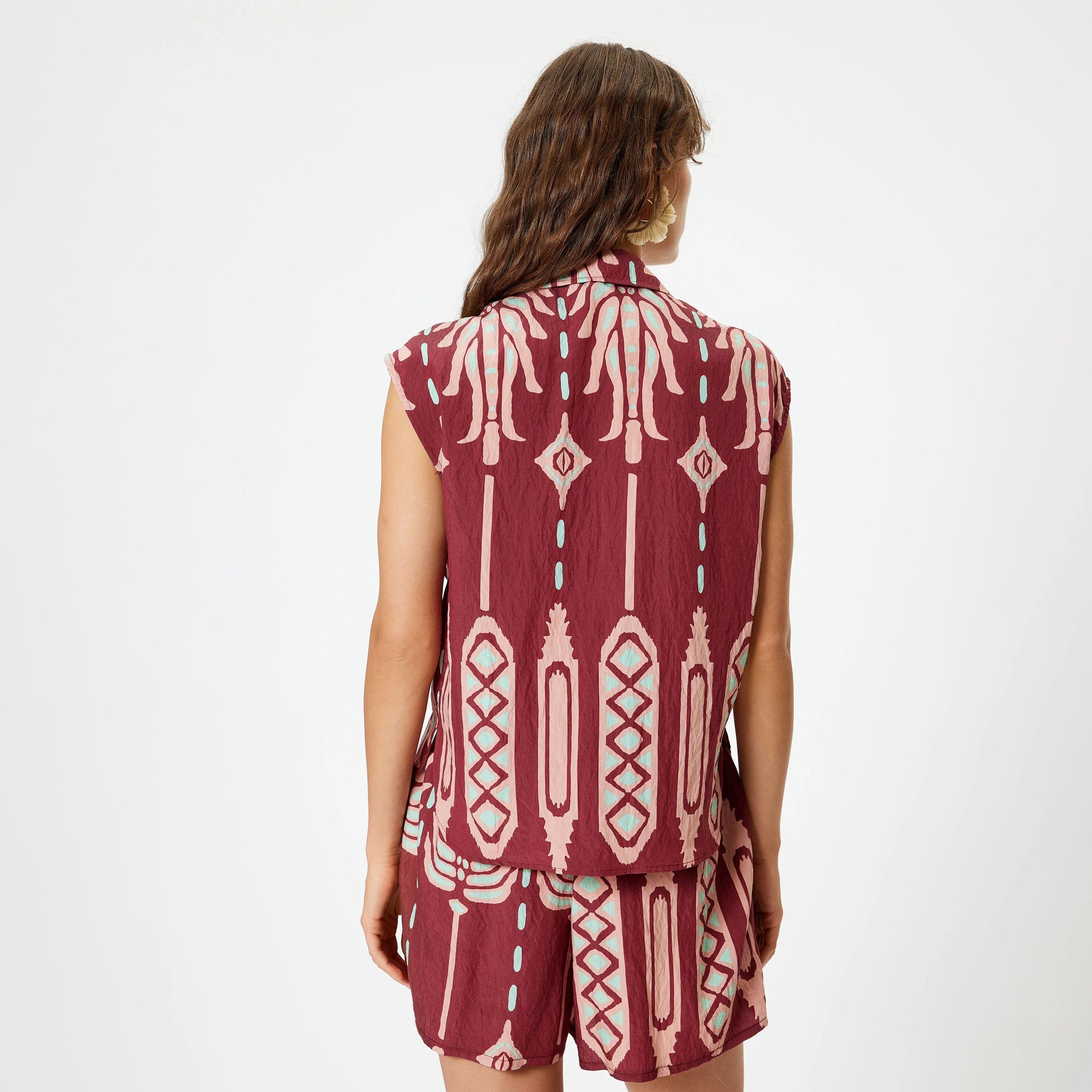 KOTON Red Printed Collared Women's Shirt-women-clothing-shirtsandblouses-shirts-image-3