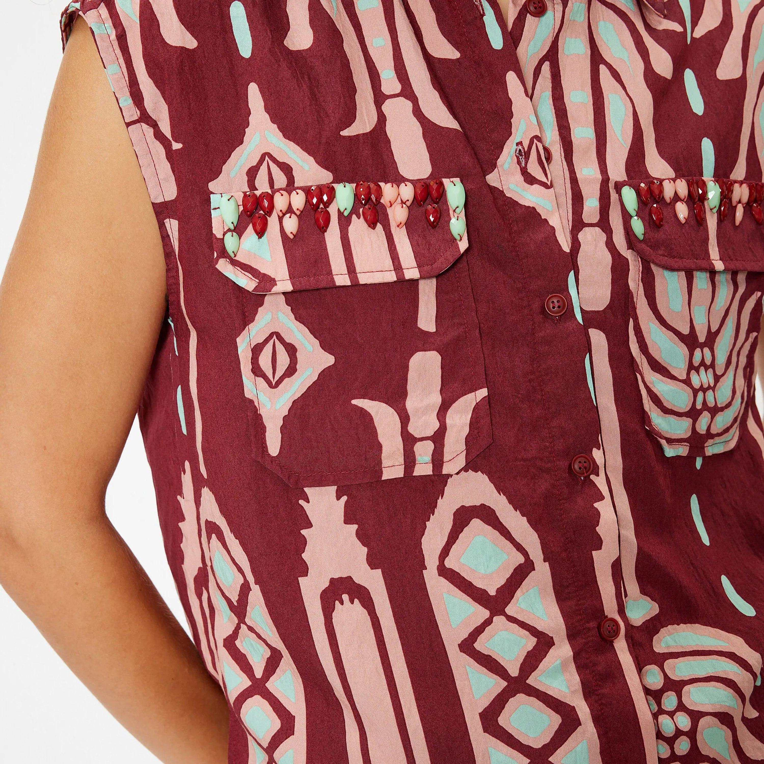 KOTON Red Printed Collared Women's Shirt-women-clothing-shirtsandblouses-shirts-image-4