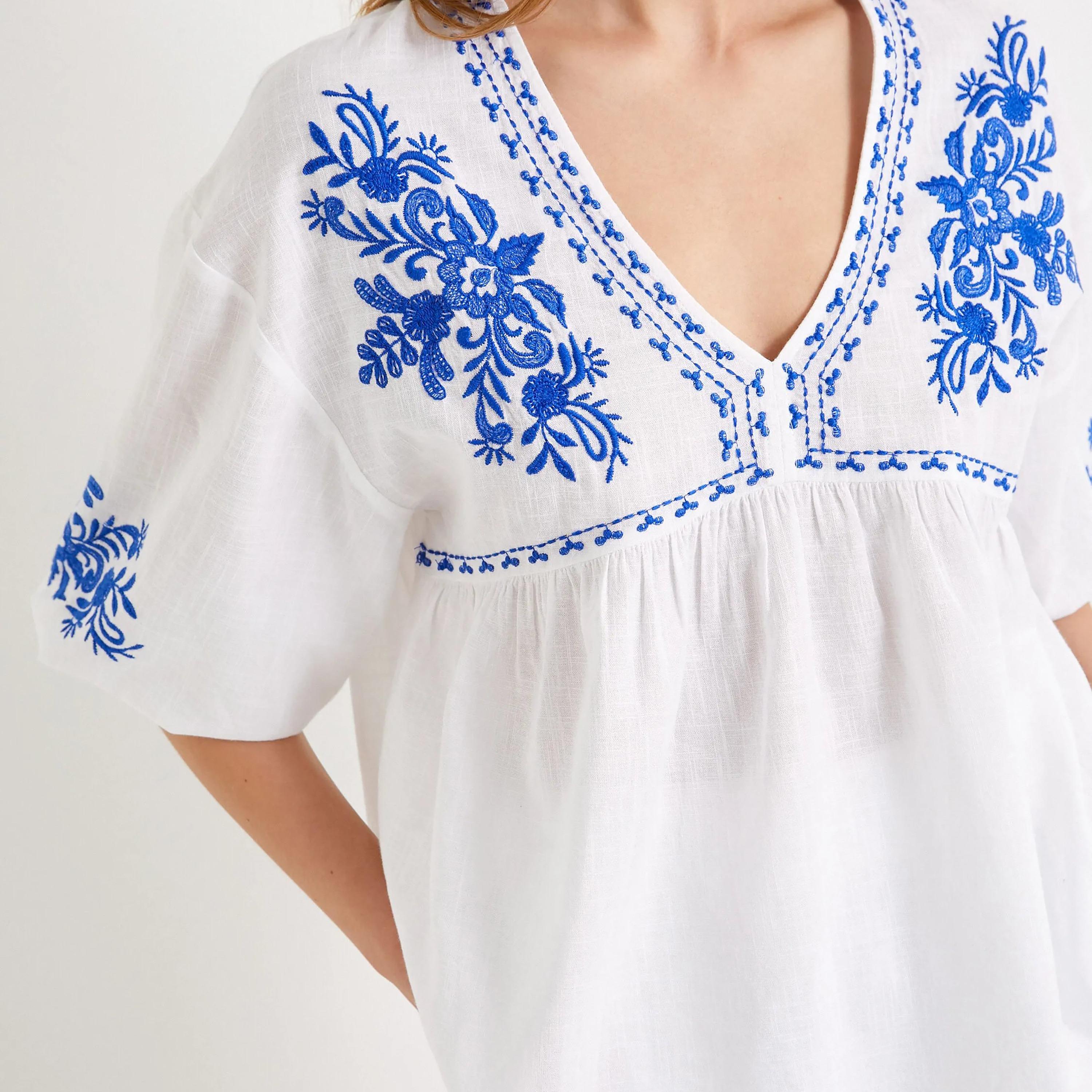 KOTON White Embroidered Balloon Sleeves Women's Top-women-clothing-shirtsandblouses-blouses-image-4