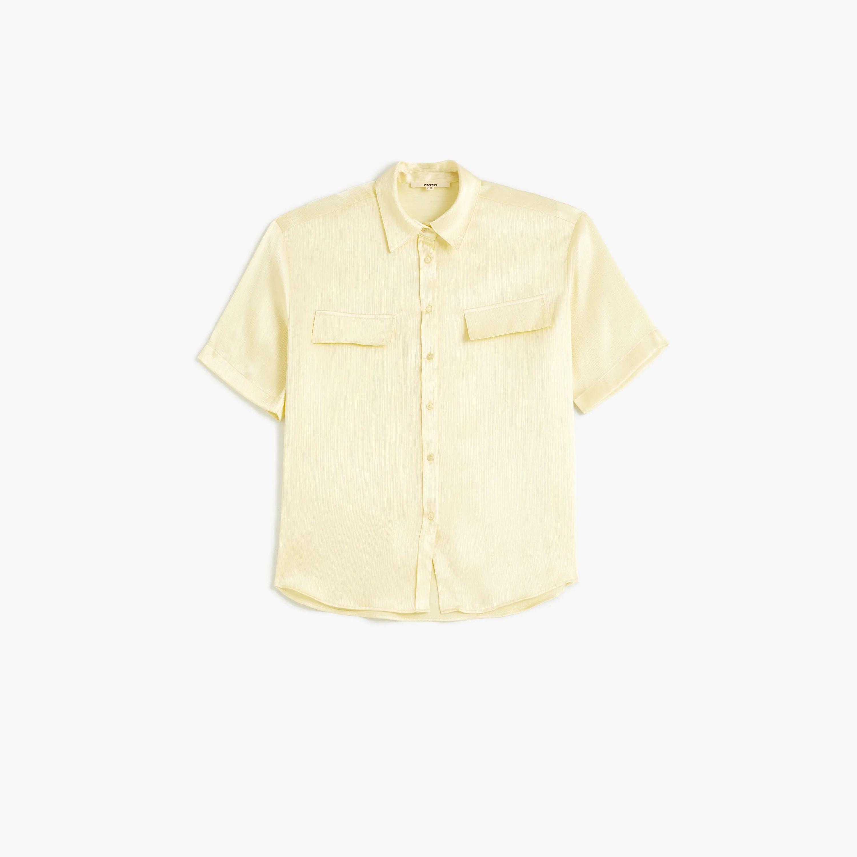 KOTON Yellow Textured Collared Women's Shirt-women-clothing-shirtsandblouses-shirts-image-1