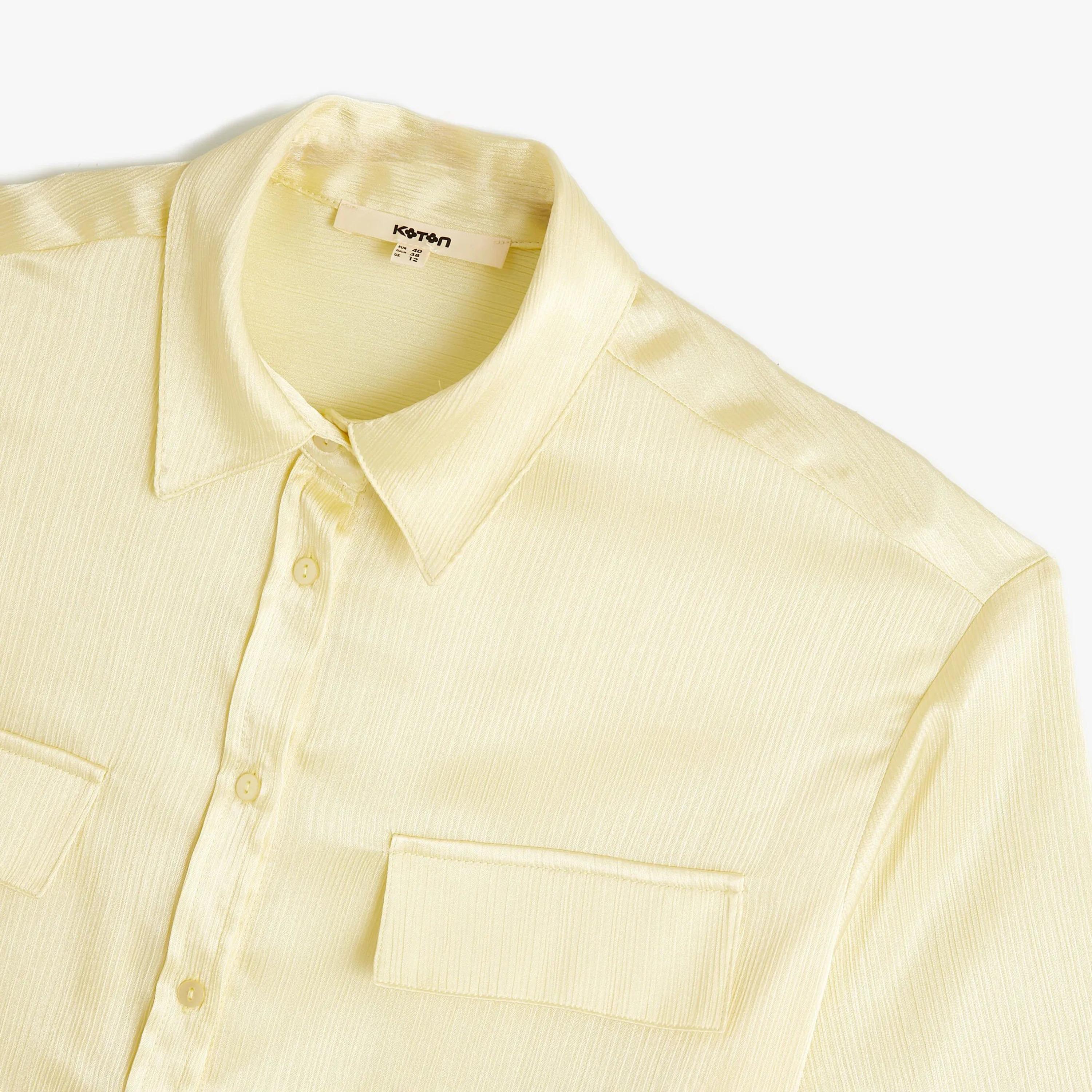 KOTON Yellow Textured Collared Women's Shirt-women-clothing-shirtsandblouses-shirts-image-2