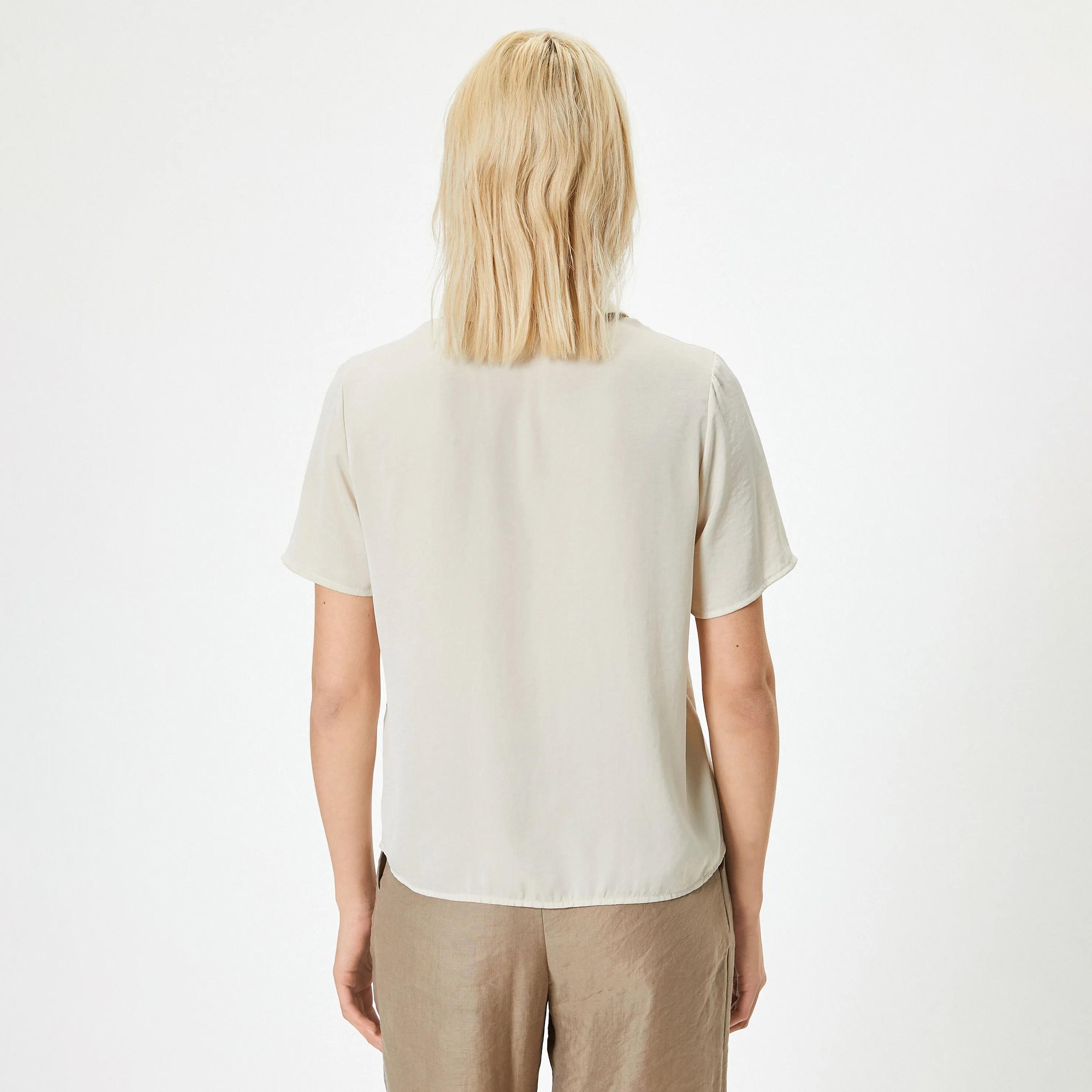 KOTON Beige Ruffled Collared Women's Shirt-women-clothing-shirtsandblouses-shirts-image-3