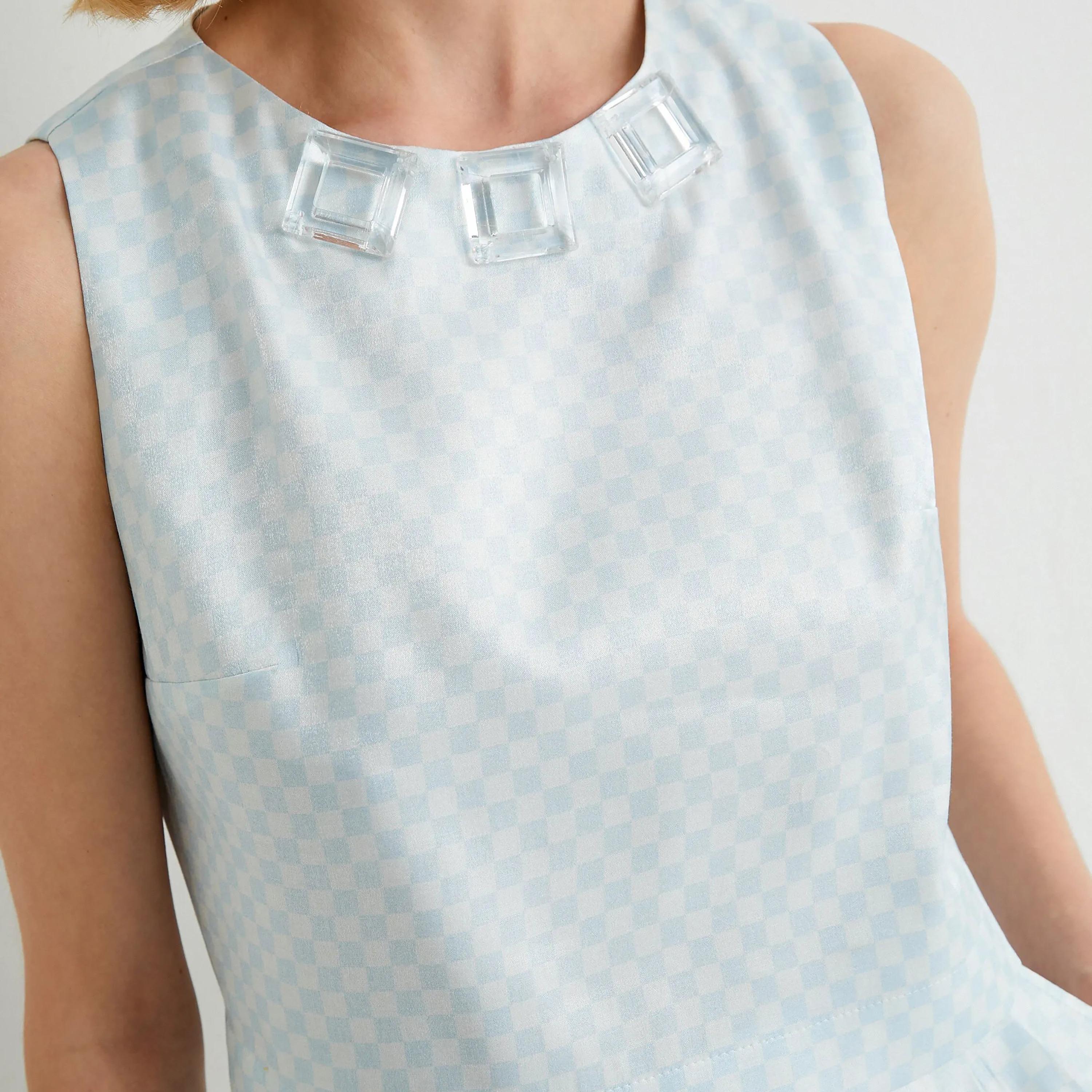 KOTON Blue Checkerboard Women's Top-women-clothing-shirtsandblouses-blouses-image-4