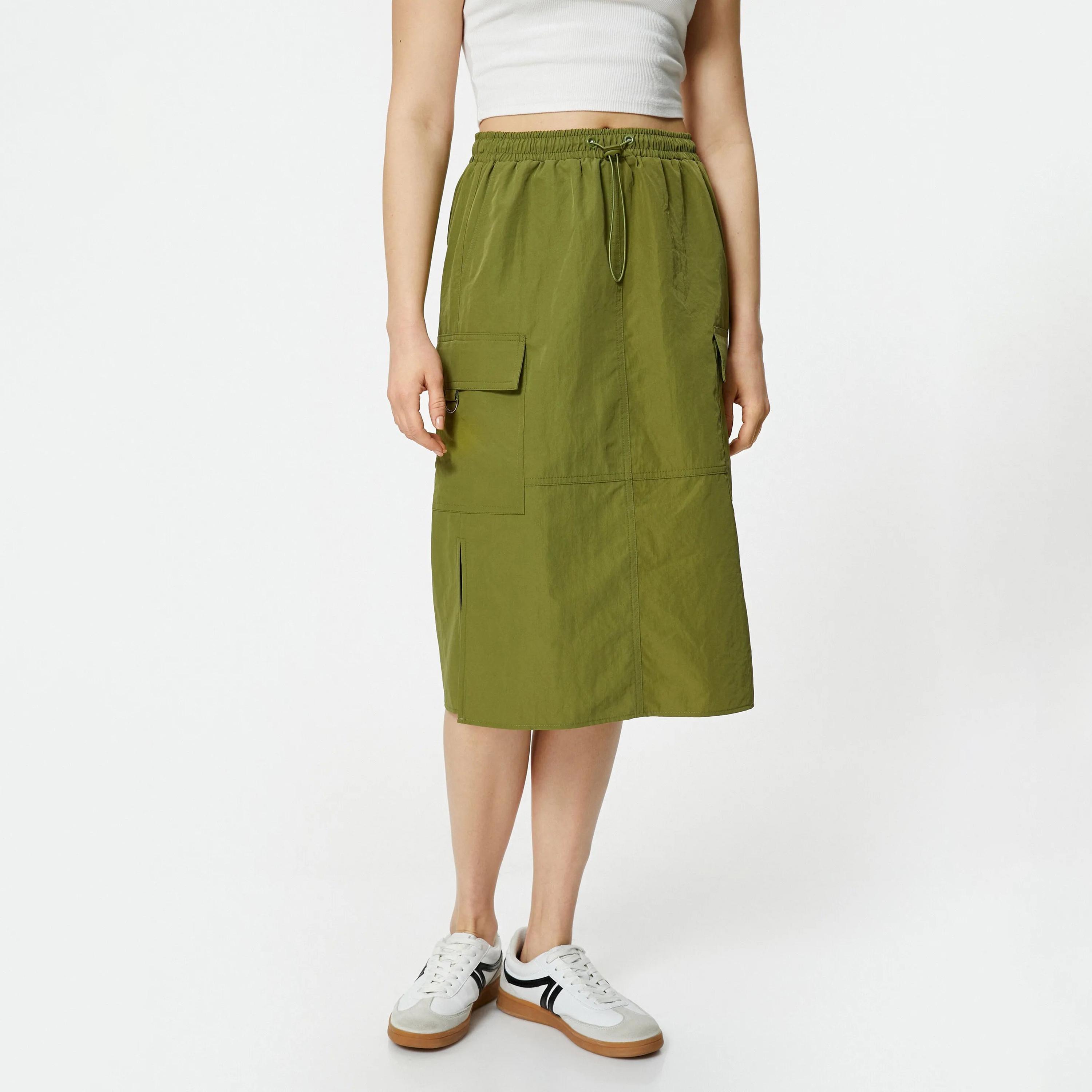 KOTON Green Elasticated Waist Women's Skirt-women-clothing-bottoms-skirts-image-1