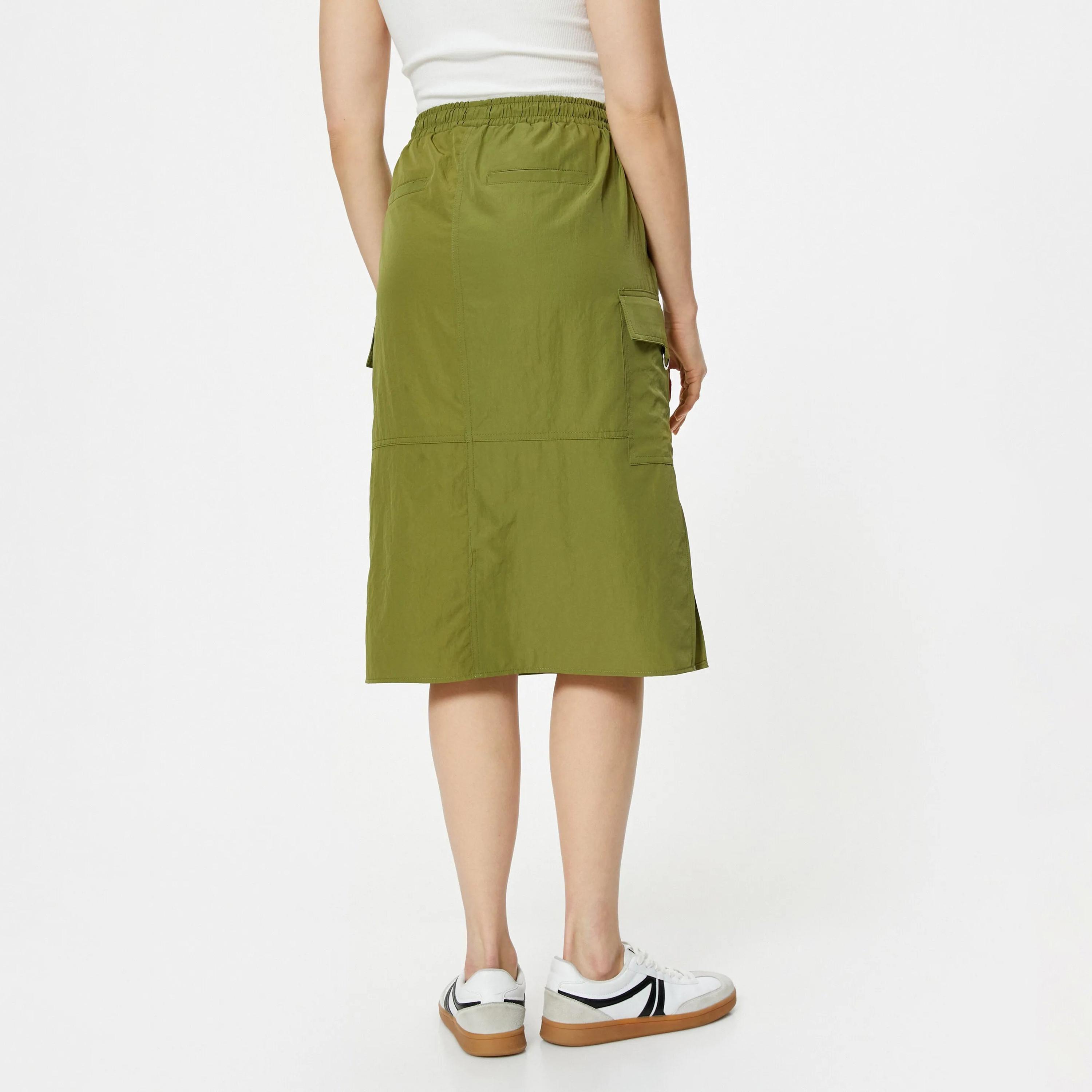 KOTON Green Elasticated Waist Women's Skirt-women-clothing-bottoms-skirts-image-3