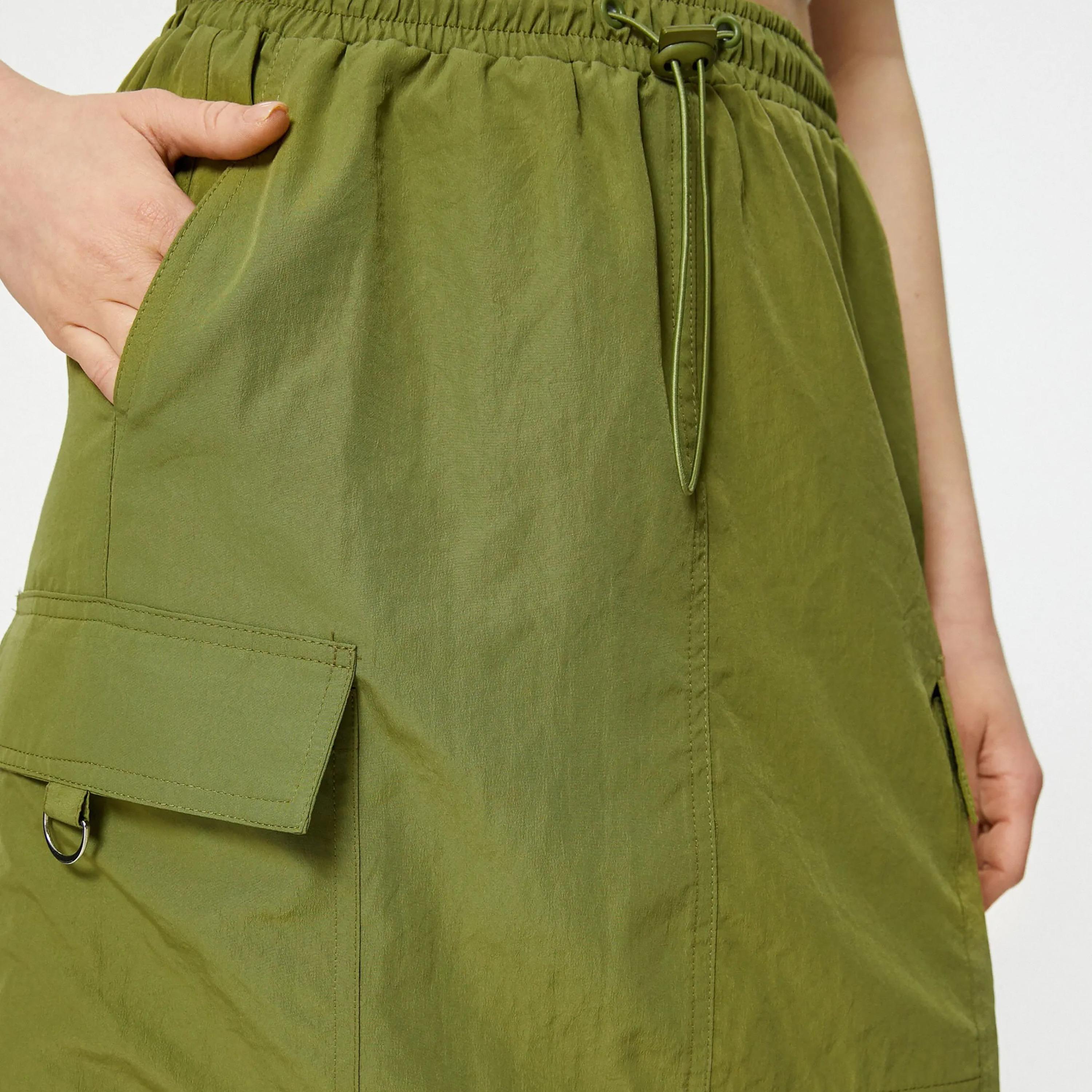 تنورة نسائية خضراء بخصر مطاطي من كوتون-women-clothing-bottoms-skirts-image-4