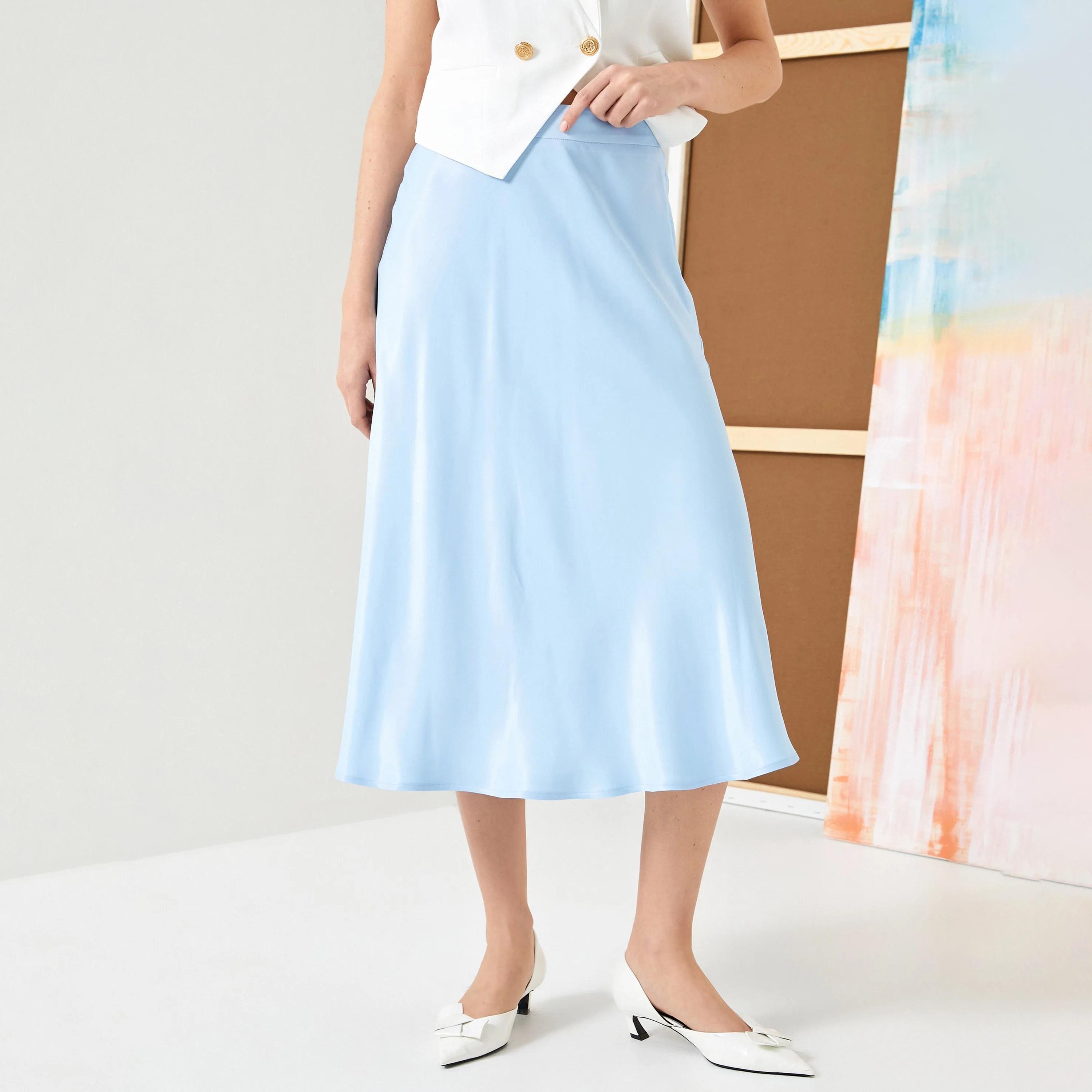 تنورة نسائية من الفيسكوز الأزرق بسحاب مخفي من كوتون-women-clothing-bottoms-skirts-image-1