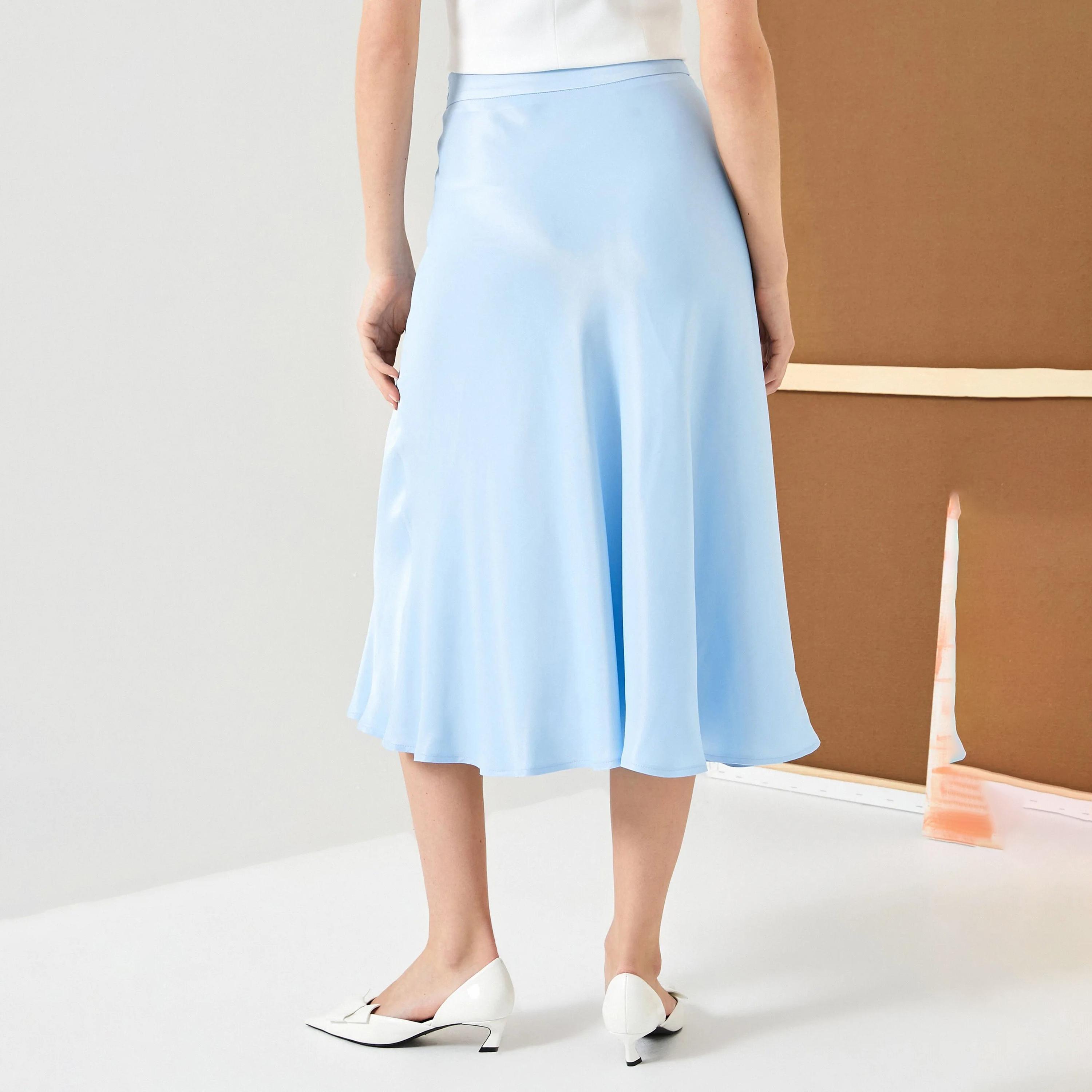 تنورة نسائية من الفيسكوز الأزرق بسحاب مخفي من كوتون-women-clothing-bottoms-skirts-image-3