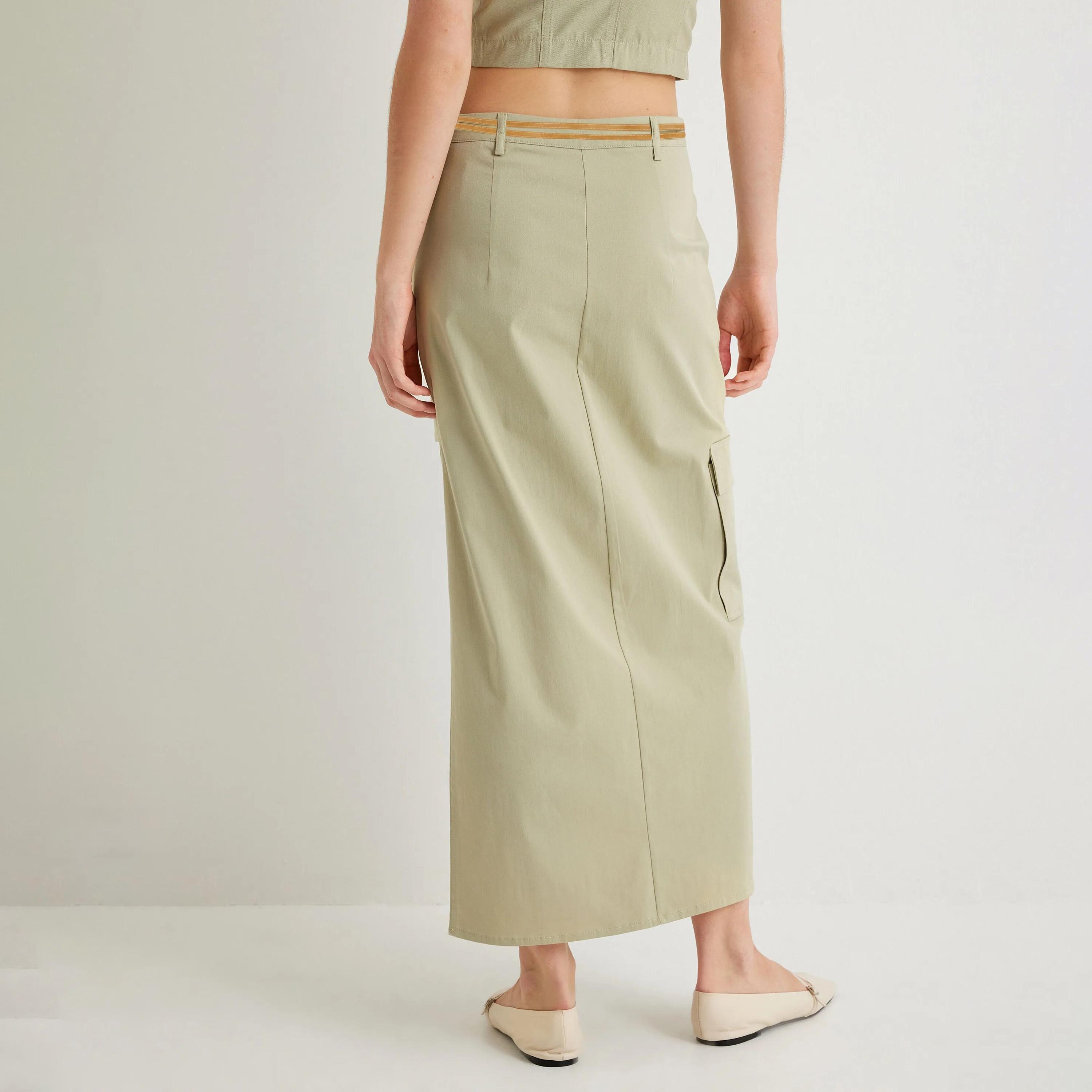 KOTON Green Zip Fly Women's Skirt-women-clothing-bottoms-skirts-image-3