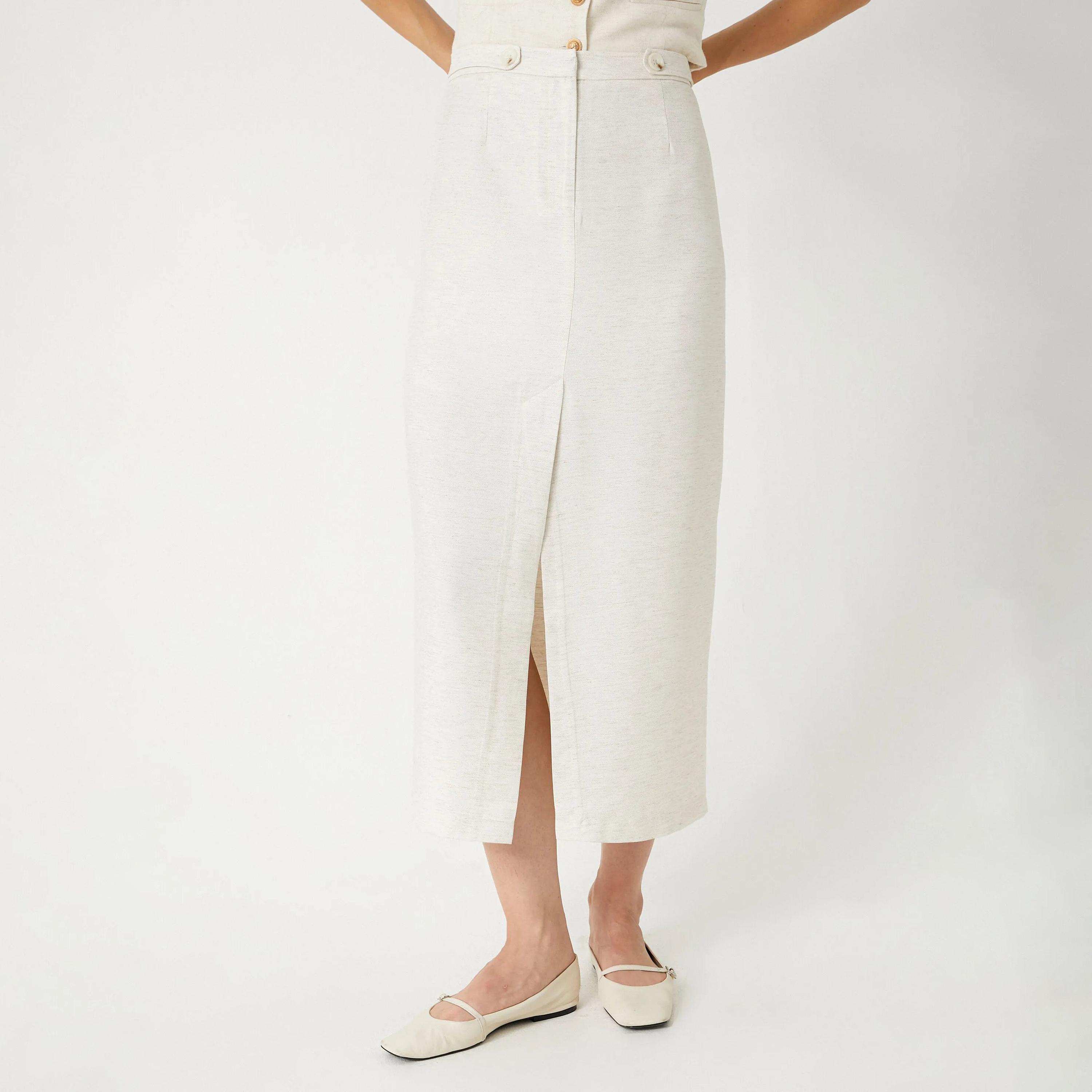 تنورة نسائية بيضاء بسحاب من كوتون-women-clothing-bottoms-skirts-image-1
