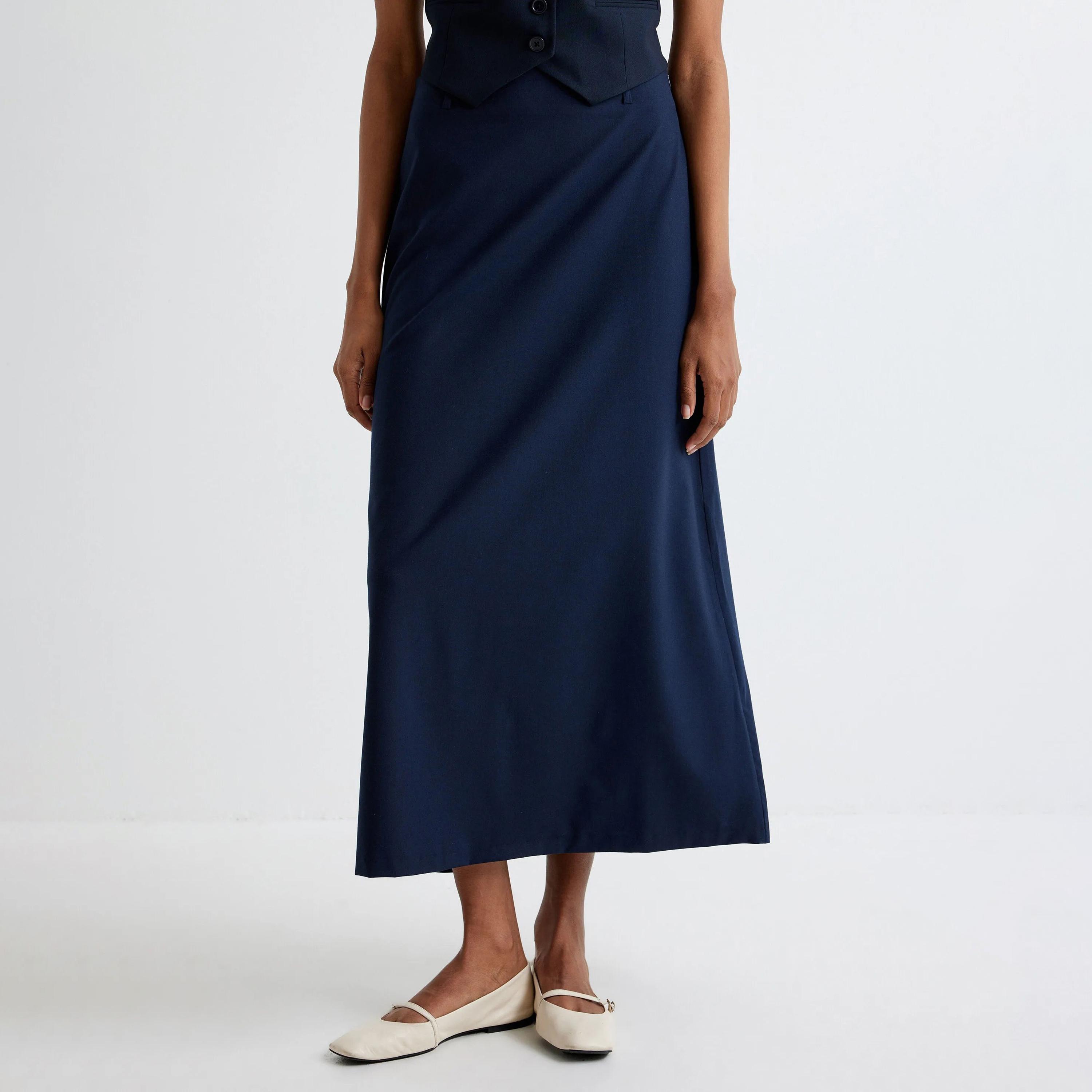 KOTON Blue Concealed Zip Women's Skirt-women-clothing-bottoms-skirts-image-1