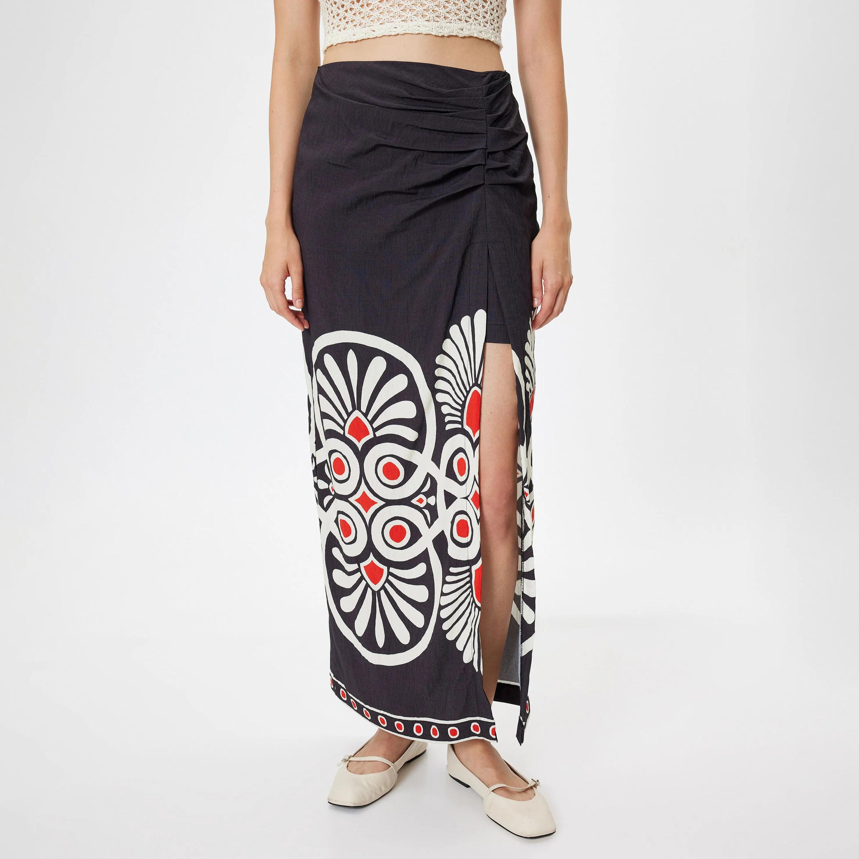 KOTON Black Printed Women's Skirt-women-clothing-bottoms-skirts-image-1
